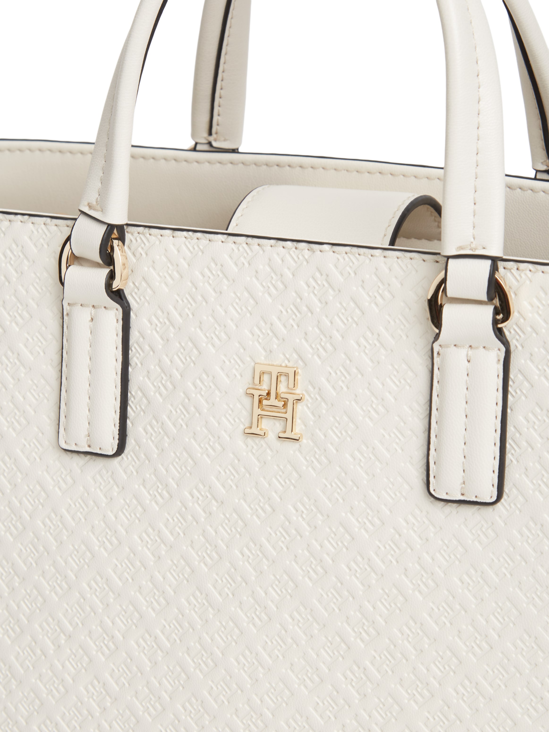 Tommy Hilfiger Henkeltasche »TH DAILY SATCHEL MONO« Damen Tragetasche, Handtasche mit Allover TH-Logoprägung