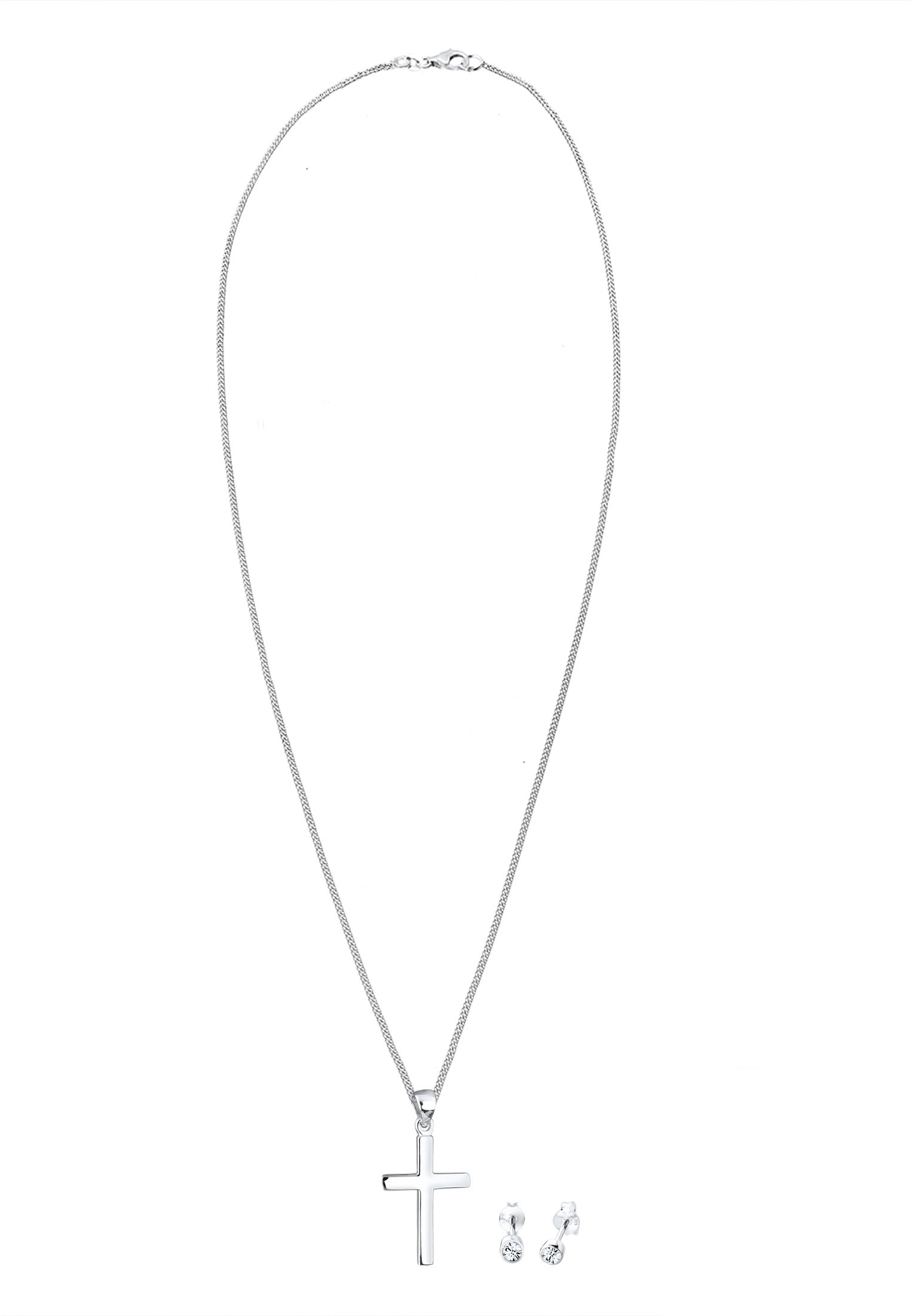 Elli Ohrring und Ketten Set »Schmuckset Kette Kreuz und Stecker 925 Silber, mit Kristallen von Swarovski®«