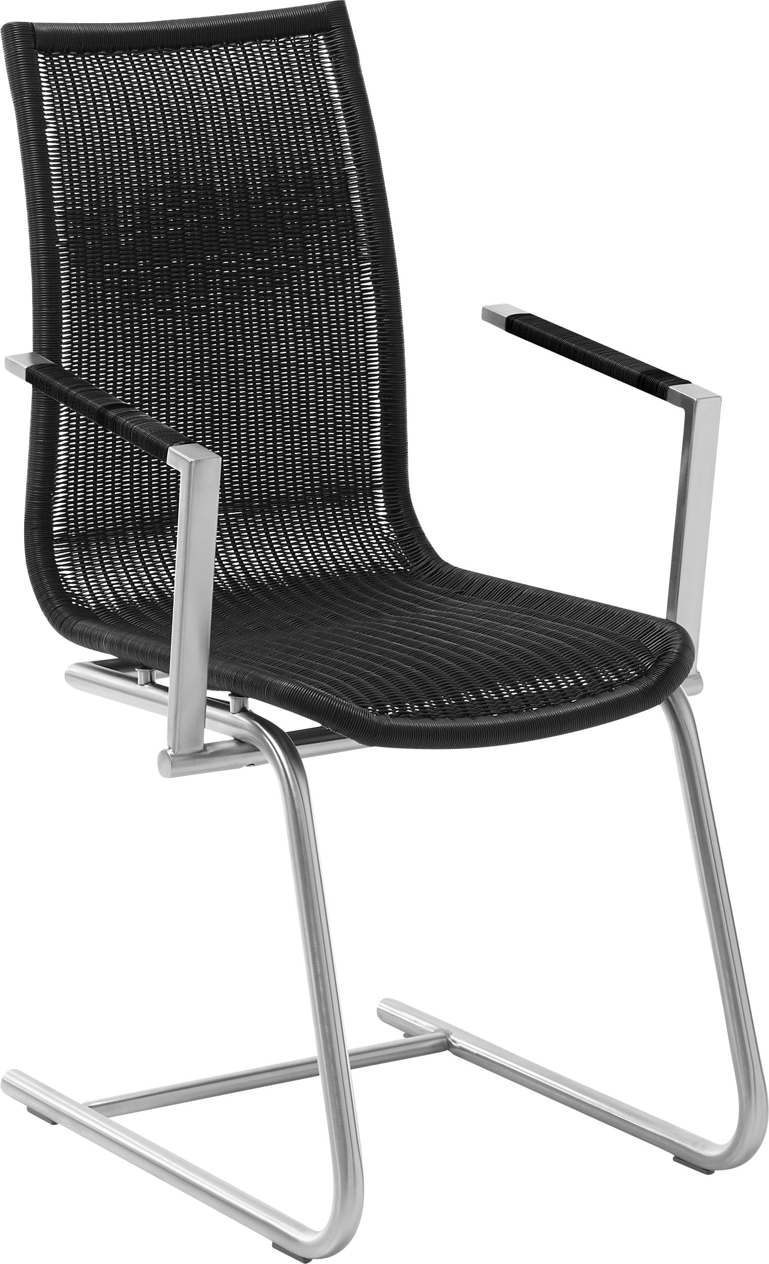 WK WOHNEN Freischwinger »WK 7400«, Rundrohrgestell in Edelstahloptik, Vollgeflecht, mit Armlehne
