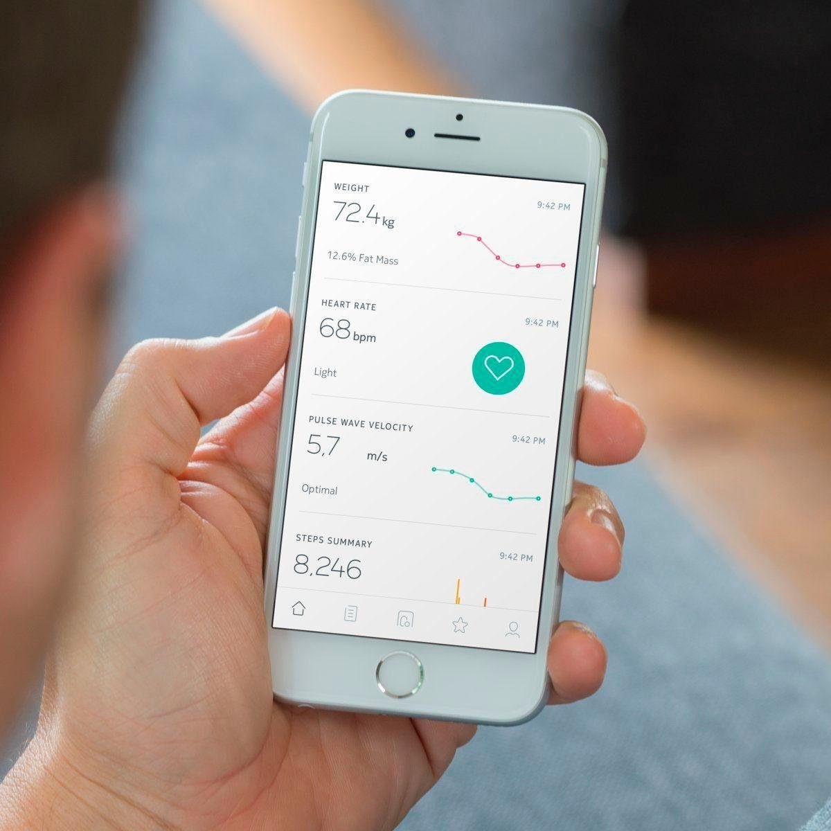 Withings Körper-Analyse-Waage »Body Cardio, Bluetooth und W-Lan fähig«, zeigt Körperfettanteil (KFA), Muskelmasse, Wasseranteil