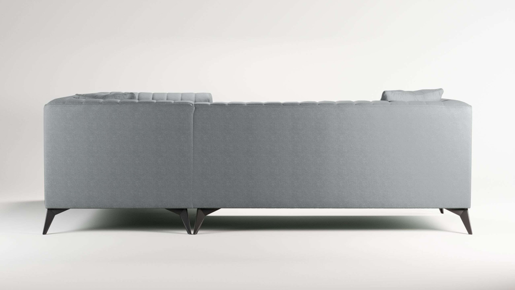 Places of Style Ecksofa »MATTHEW L-Form ideal für kleine Räume, Maße B/T/H: 240/167/74 cm«, elegantes Designsofa, Steppung im Rücken, incl. Zierkissen