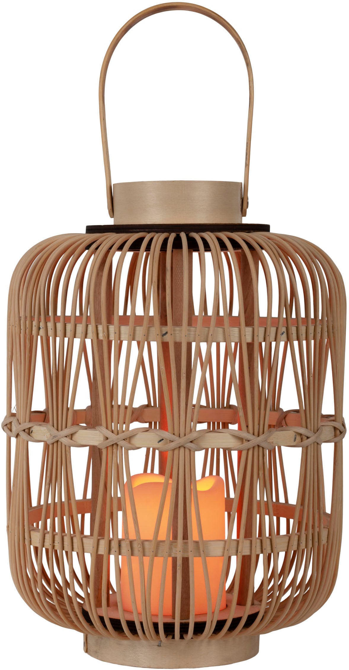 näve LED Dekolicht »Korbinian« 1 Stk. Warmweiß Rattankorb natur mit Griff inkl. 1x LED-Kerze warmweiß, Timer, IP20