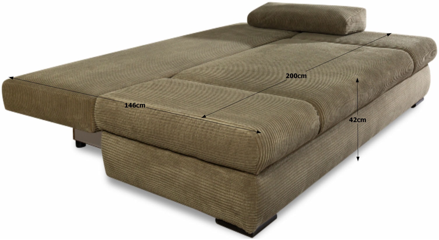 COLLECTION AB Schlafsofa »Tina Breite 200 cm, Liegefl. 146x200 cm« mit Bettfunktion, Bettkasten & 2 Armlehnenkissen, Bonell-Federkern