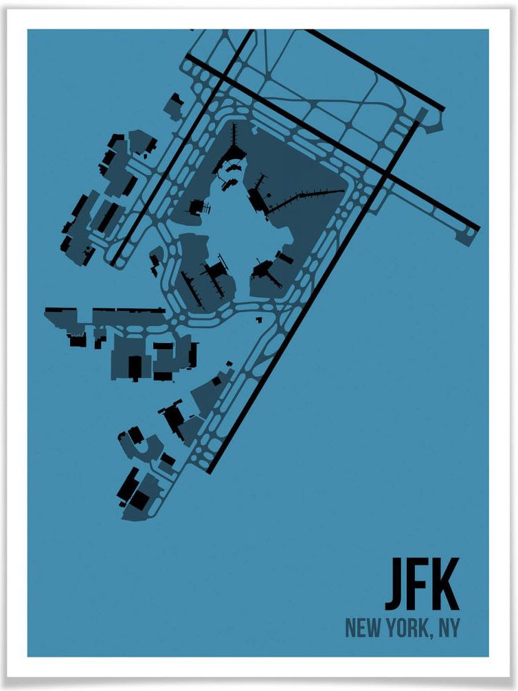 Wall-Art Poster »Wandbild JFK Grundriss York«, Bild, Poster, New (1 OTTO Wandposter Grundriss, bei St.), Wandbild