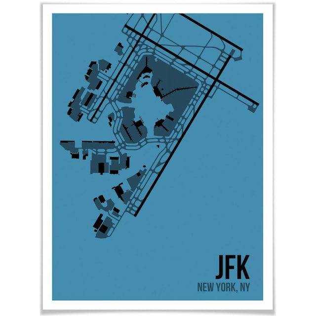 Wall-Art Poster »Wandbild JFK Grundriss New York«, Grundriss, (1 St.),  Poster, Wandbild, Bild, Wandposter bei OTTO