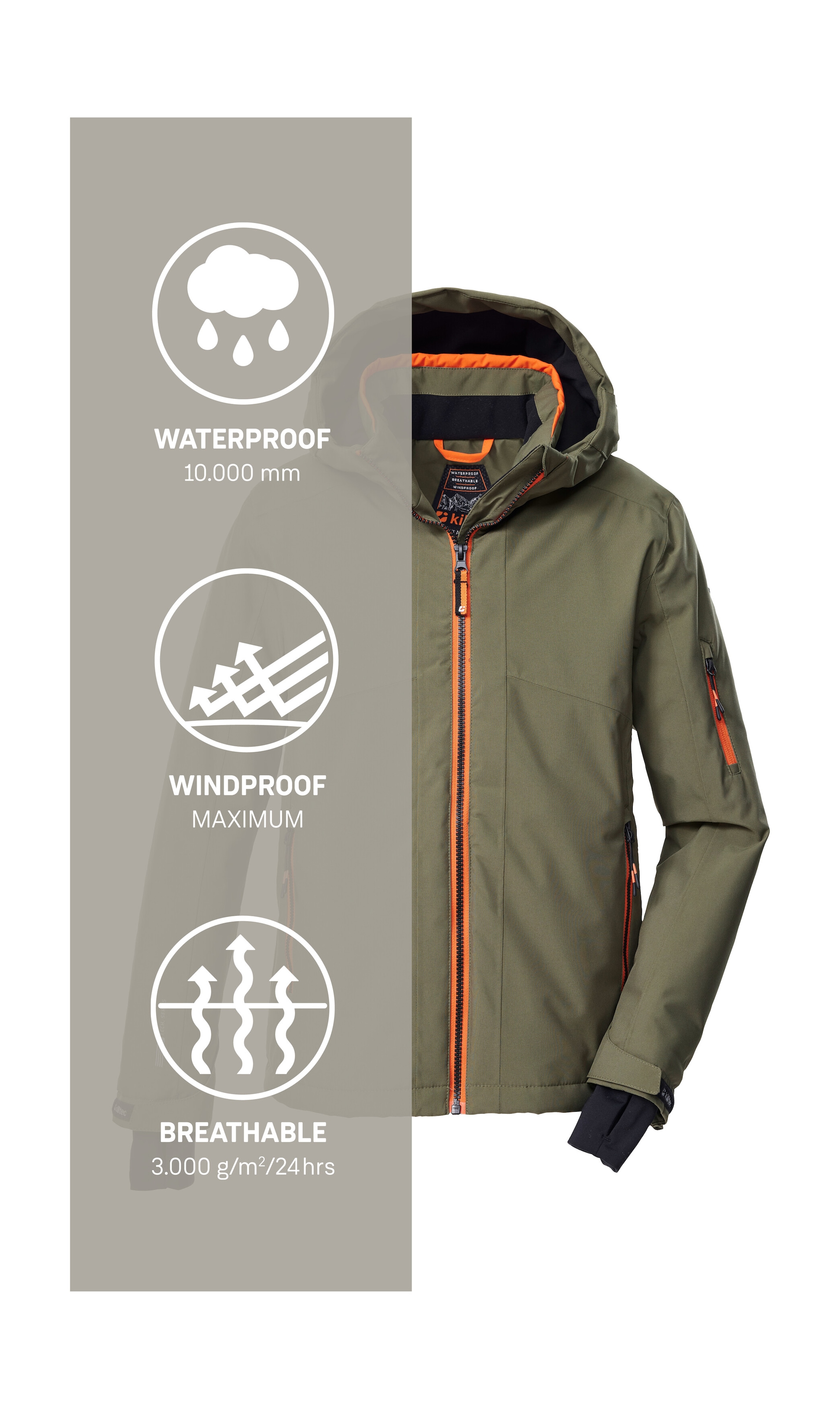 Killtec Skijacke »KSW 202 BYS SKI JCKT«, Wasserdichte Kinder-Skijacke mit verstellbarer Kapuze und Schneefang