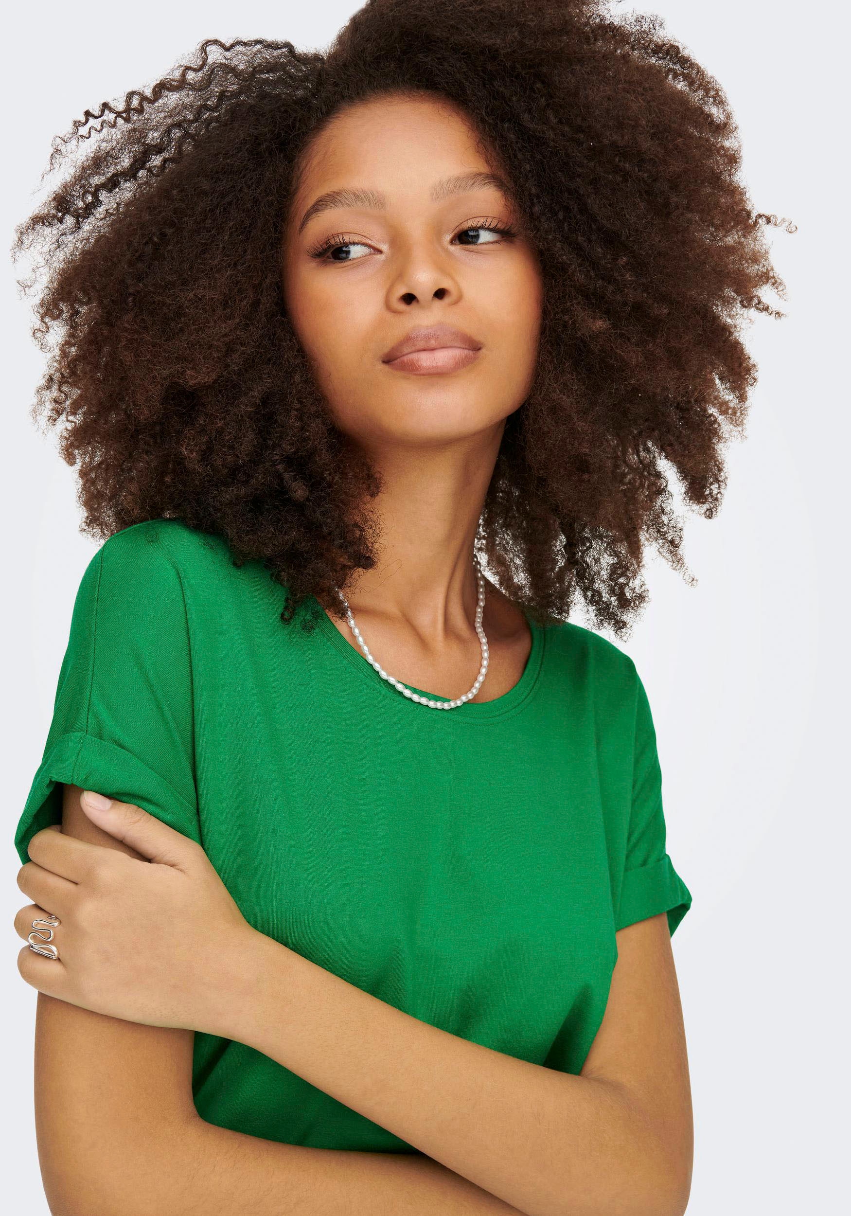 ONLY T-Shirt »ONLMOSTER S/S O-NECK TOP NOOS JRS«, mit Aufschlag am Arm