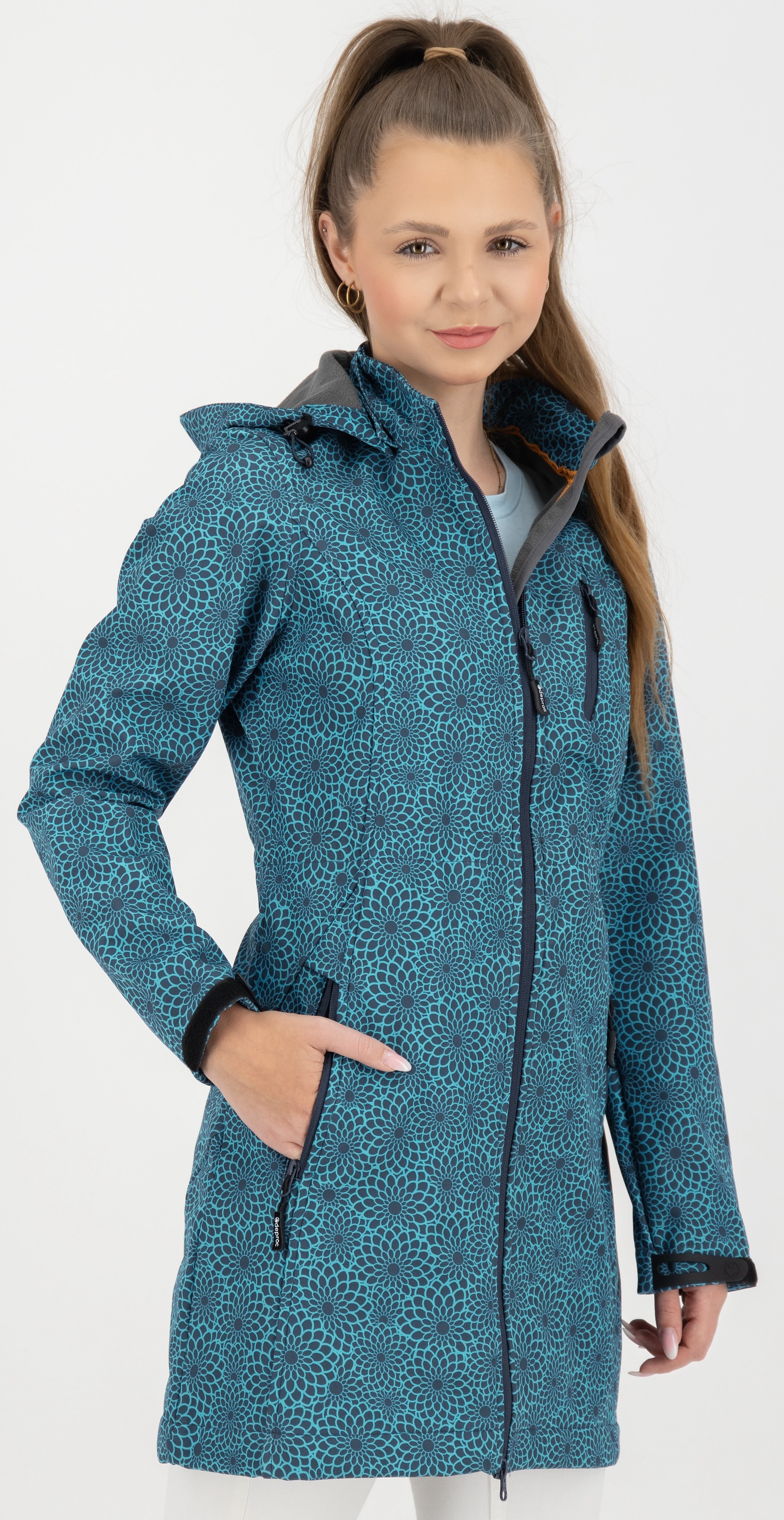 DEPROC Active Softshelljacke »SHELBY LONG«, leichter Softshell Kurzmantel mit abnehmbarer Kapuze