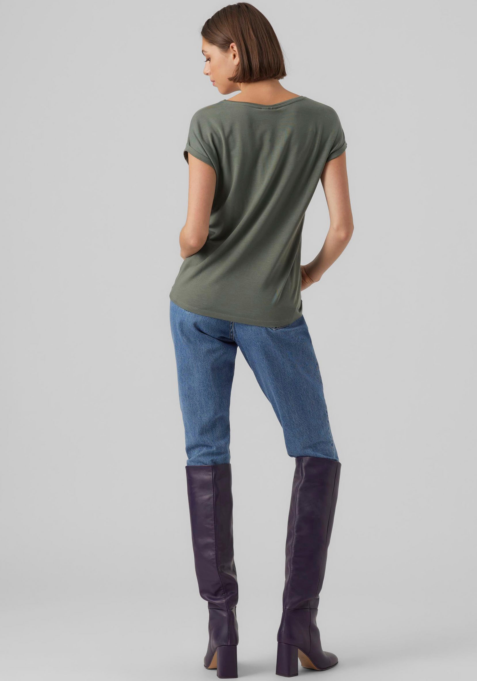 Vero Moda Rundhalsshirt »VMAVA PLAIN SS TOP GAJRS NOOS«