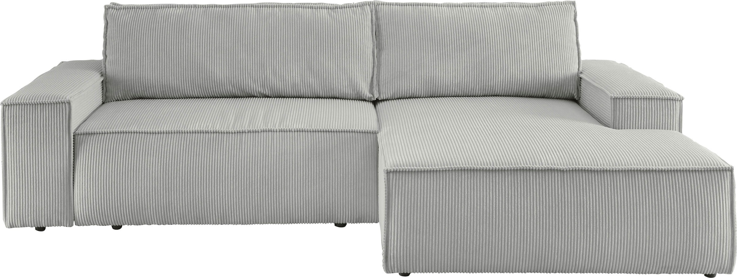 Home affaire Ecksofa SHERWOOD Schlafsofa 267 cm, L-Form, Schlaffunktion mit Bettkasten (210x136 cm), Cord, Vintage, Samtvelours