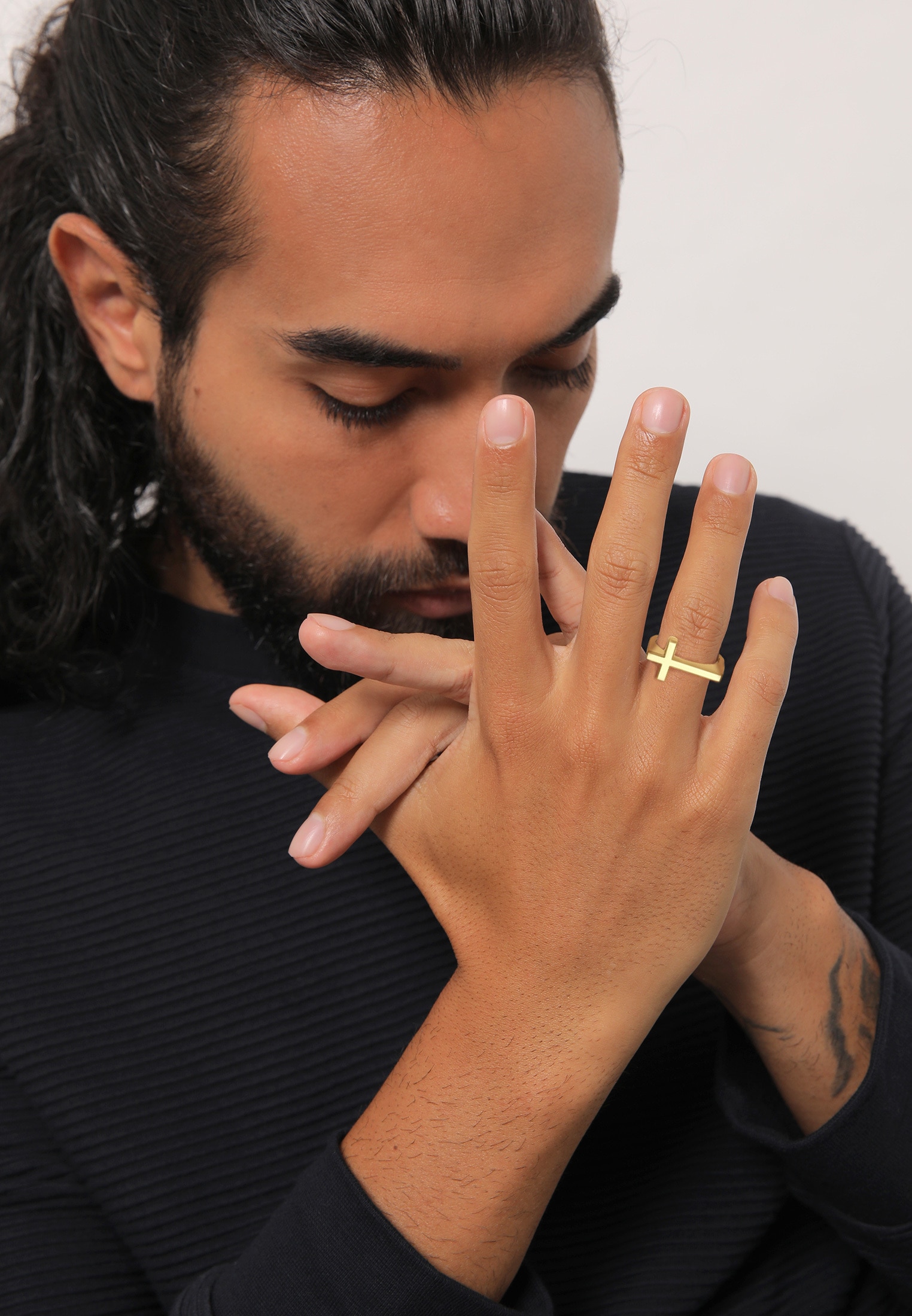 Kuzzoi Silberring »Ring Herren Kreuz Modern Schlicht 925 Silber«