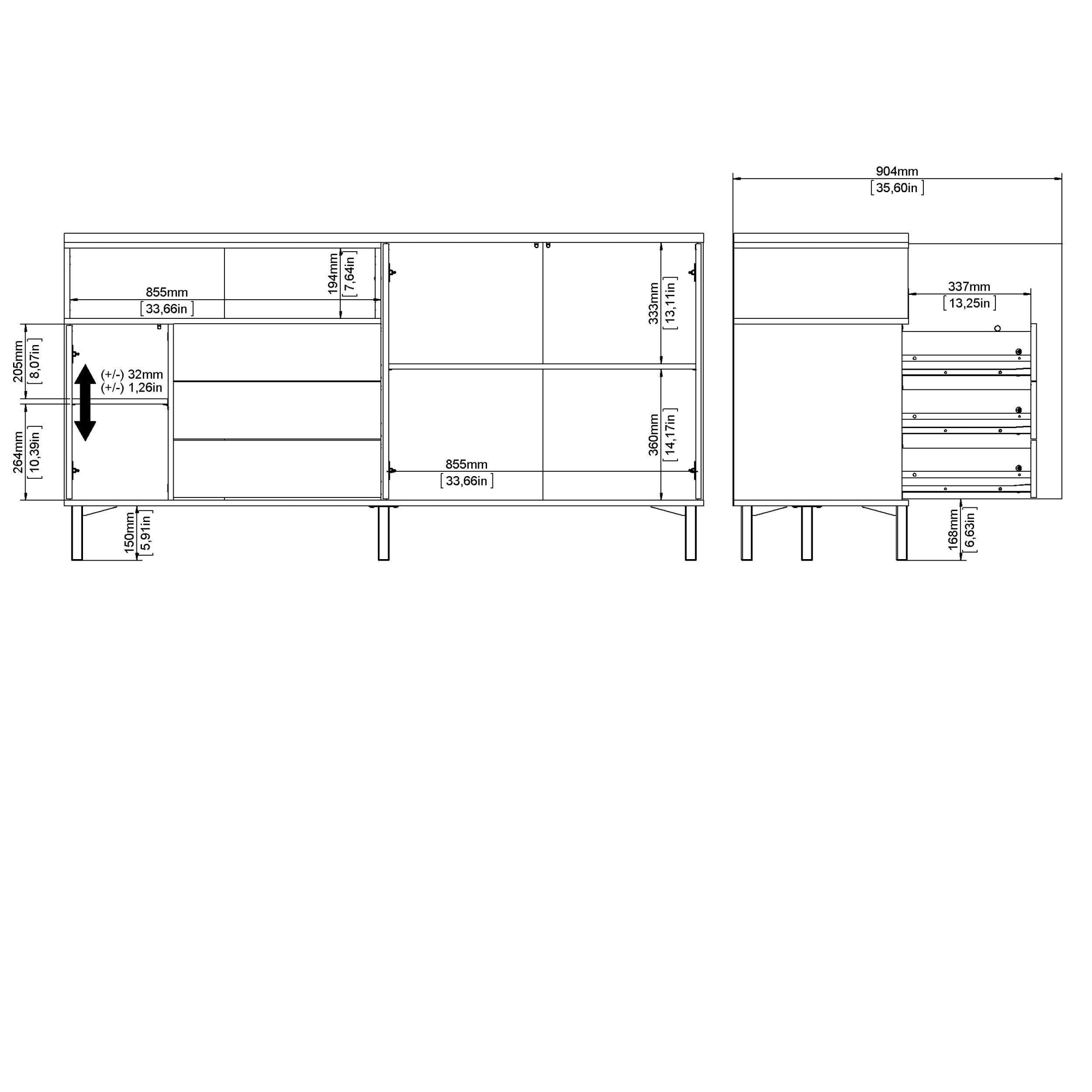 INOSIGN Sideboard »Roommers, Anrichte, Kommode, Stauraum, modern, praktisch«, 3 Schubladen, 2 Schränke, 1 offenes Fach, B: 176 cm, H: 90 cm