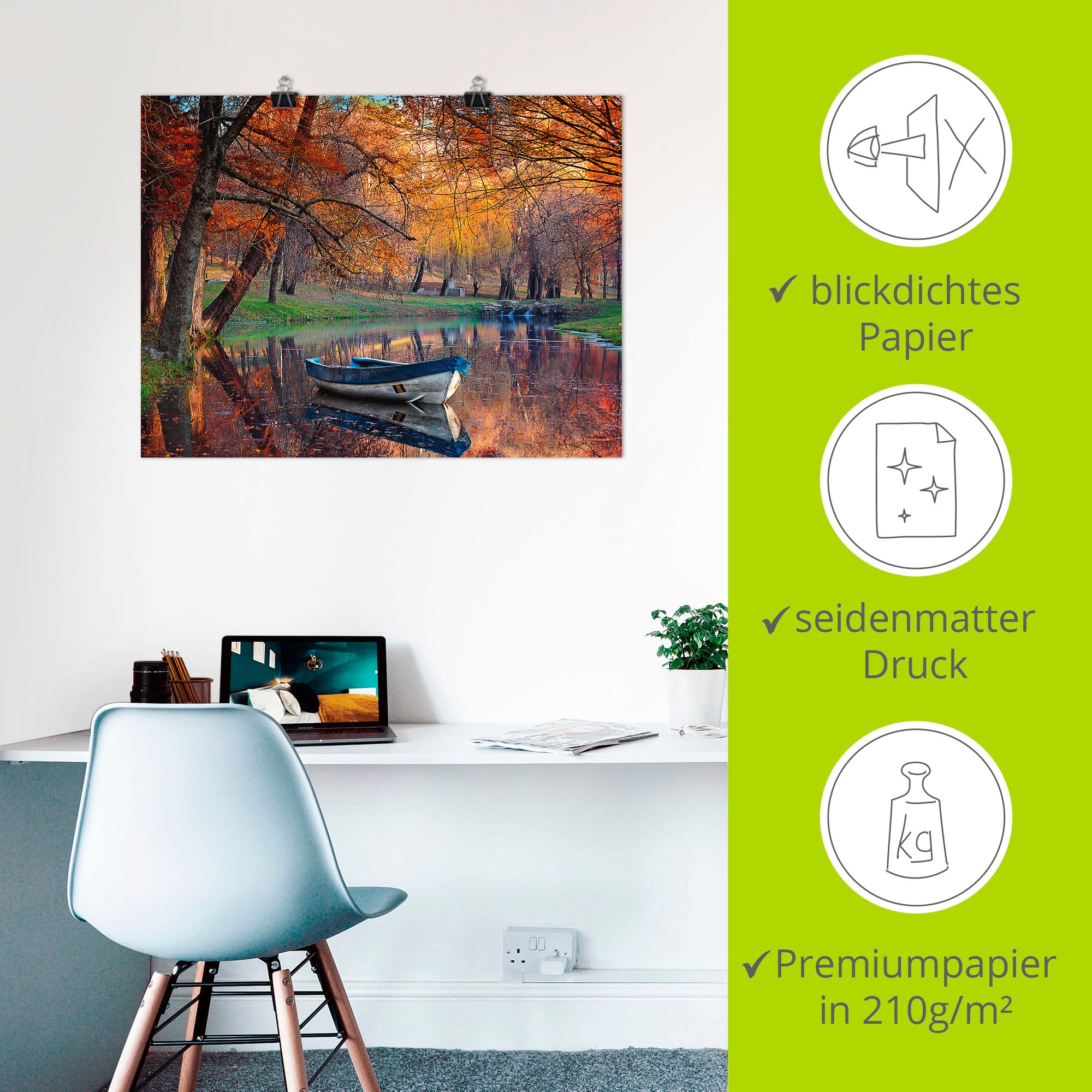 Artland Wandbild »Bunte Herbstlandschaft«, Boote & Schiffe, (1 St.), als Leinwandbild, Poster in verschied. Größen
