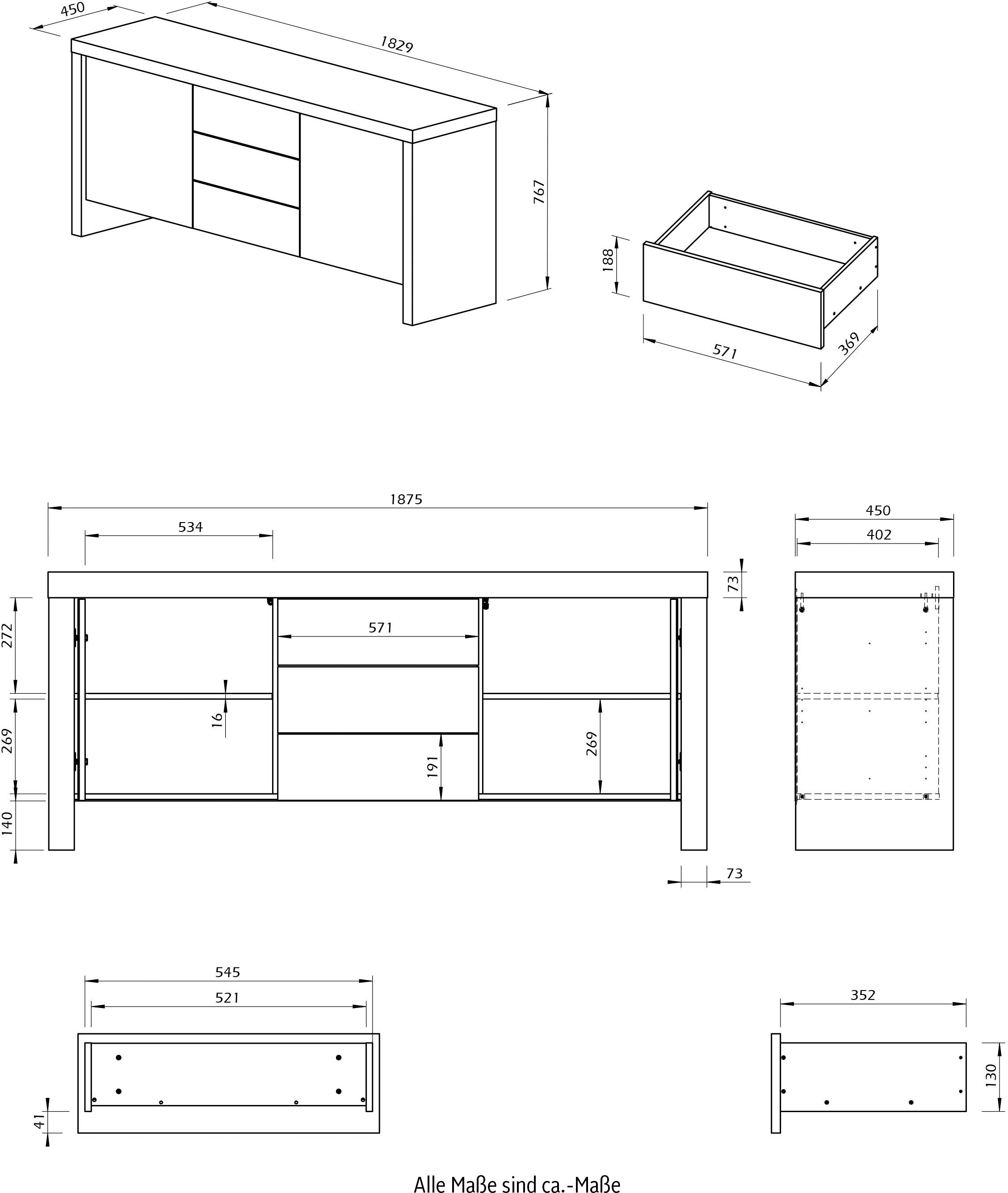 TemaHome Sideboard »Kobe«, Kommode, industrieller Look