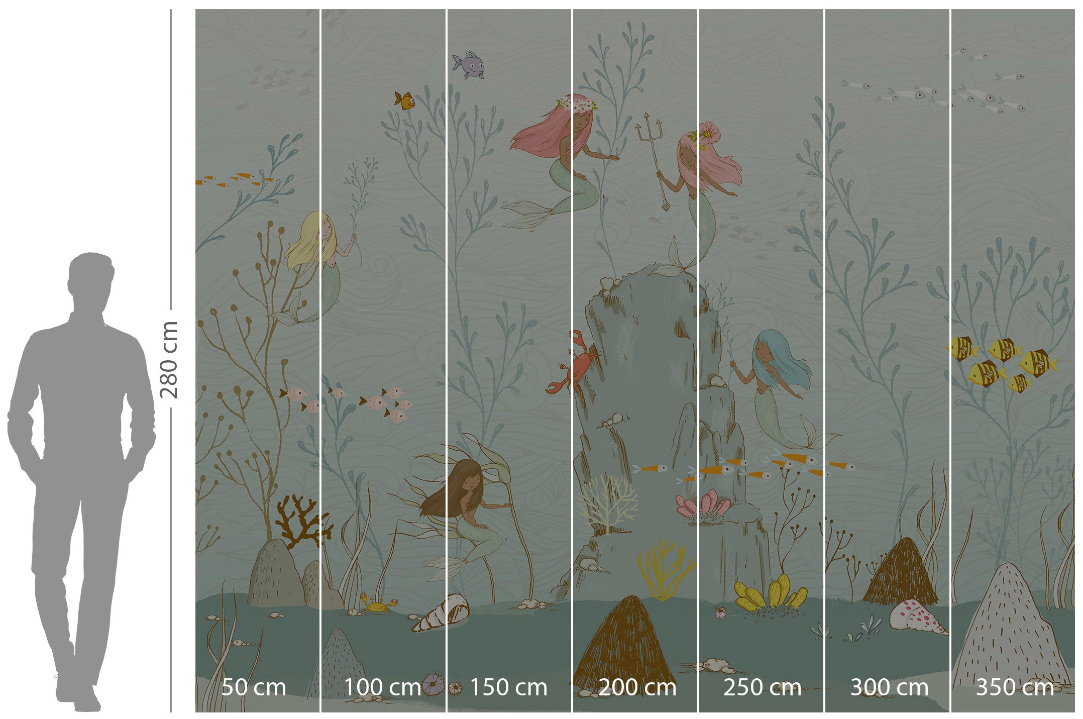 Komar Vliestapete »Digitaldruck Vlies - Mermaids - Größe 350 x 280 cm«, bedruckt, Kinderzimmer