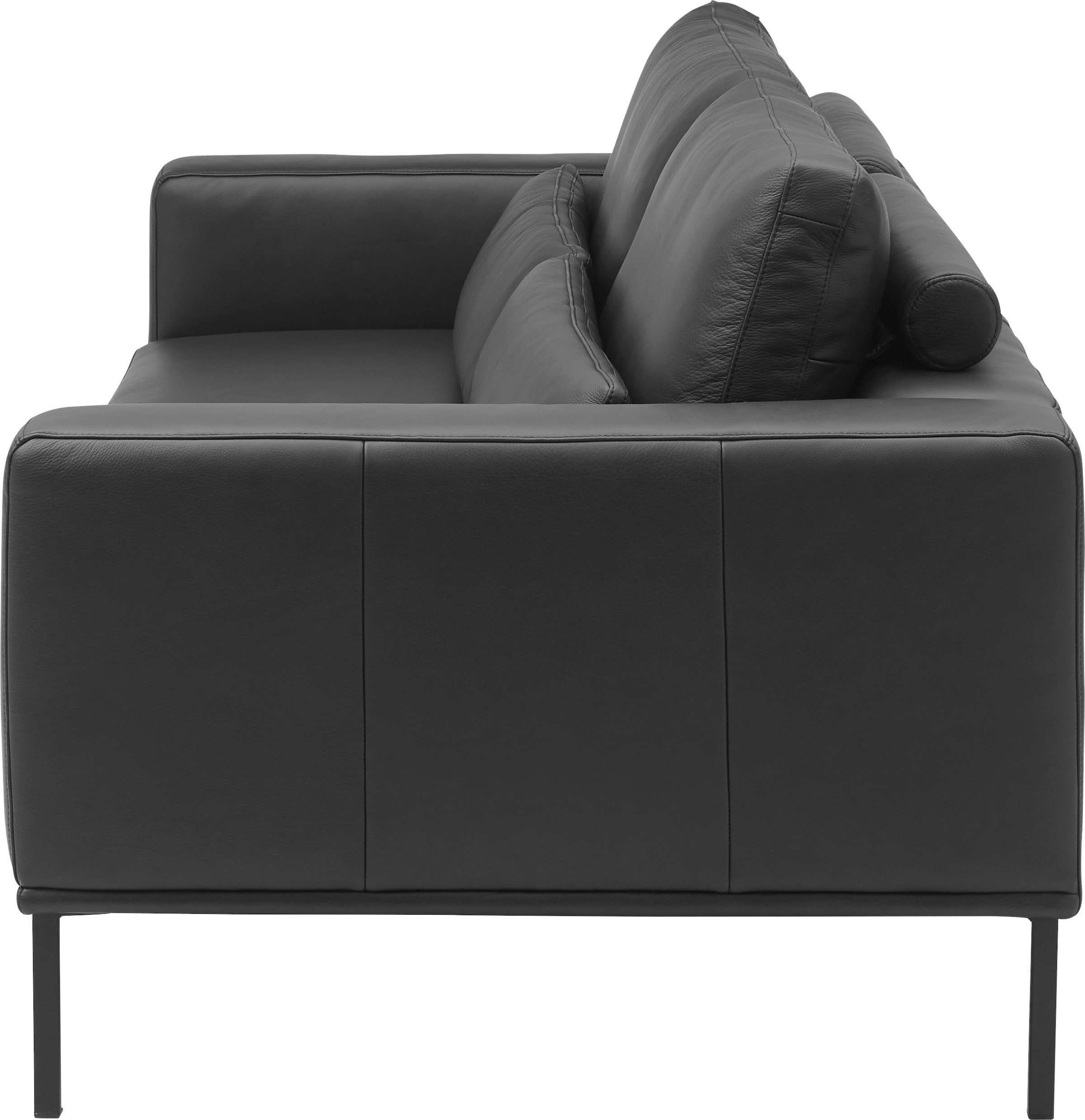Musterring 2,5-Sitzer »JustB!PM100, 202 cm breit, aus hochwertigem Leder« wahlweise mit Nierenkissen und mot. Sitzauszug, Metallfuß in schwarz