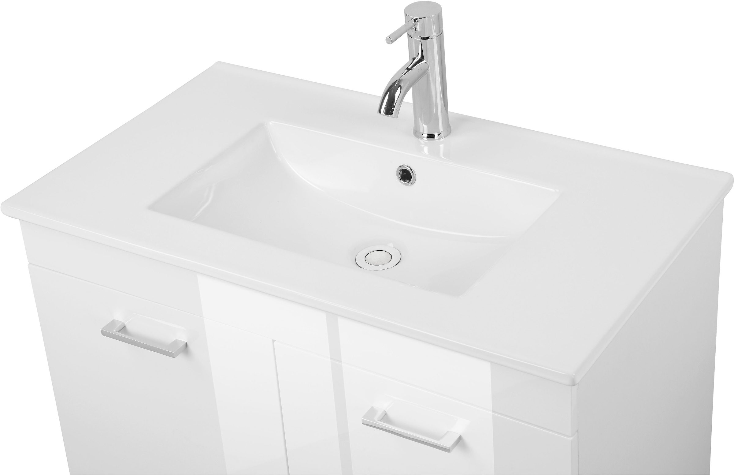 welltime Waschtisch »Florenz, Breite 60cm, 2 Tür, 2 Fächer, MDF-Front«, Waschplatz mit 2 Türen,in verschiedenen Farben erhältlich, Badmöbel