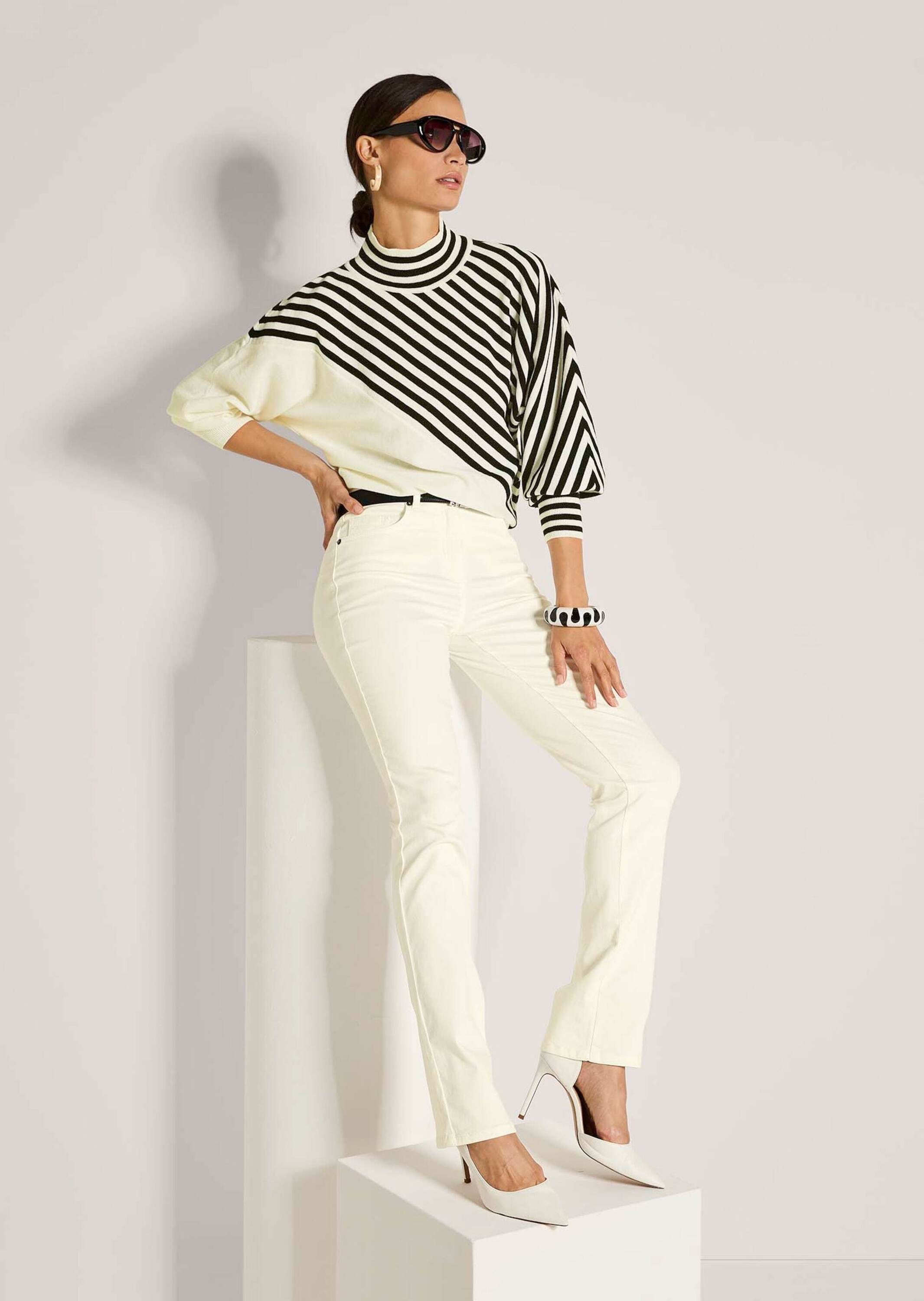 MADELEINE Longpullover »Feinstrickpullover Feinstrickpullover mit Streifenmuster«