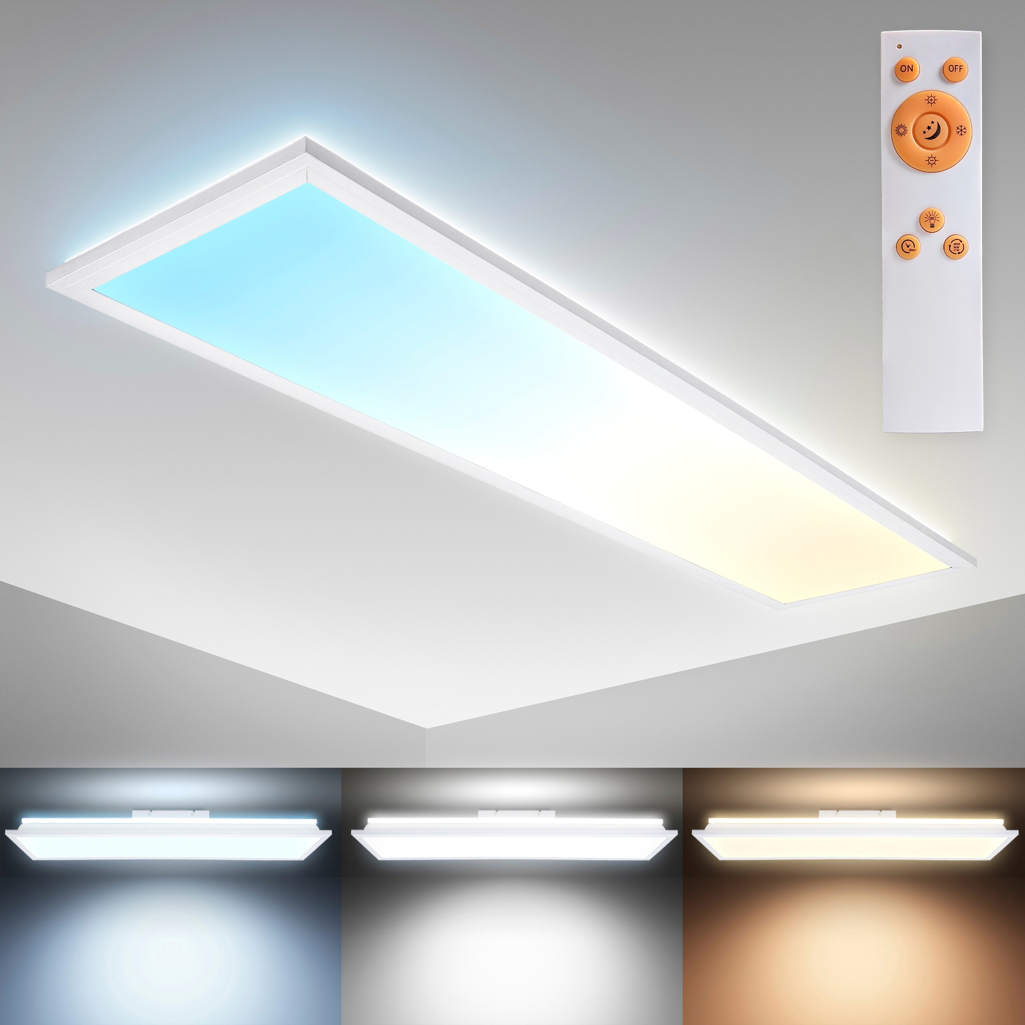 B.K.Licht LED Deckenleuchte, 2.500lm, Watt, 1xLED-Platine 3.000 und OTTO 24 6.500K Hintergrundbeleuchtungseffekt, bei Fernbedienung mit online dimmbar 