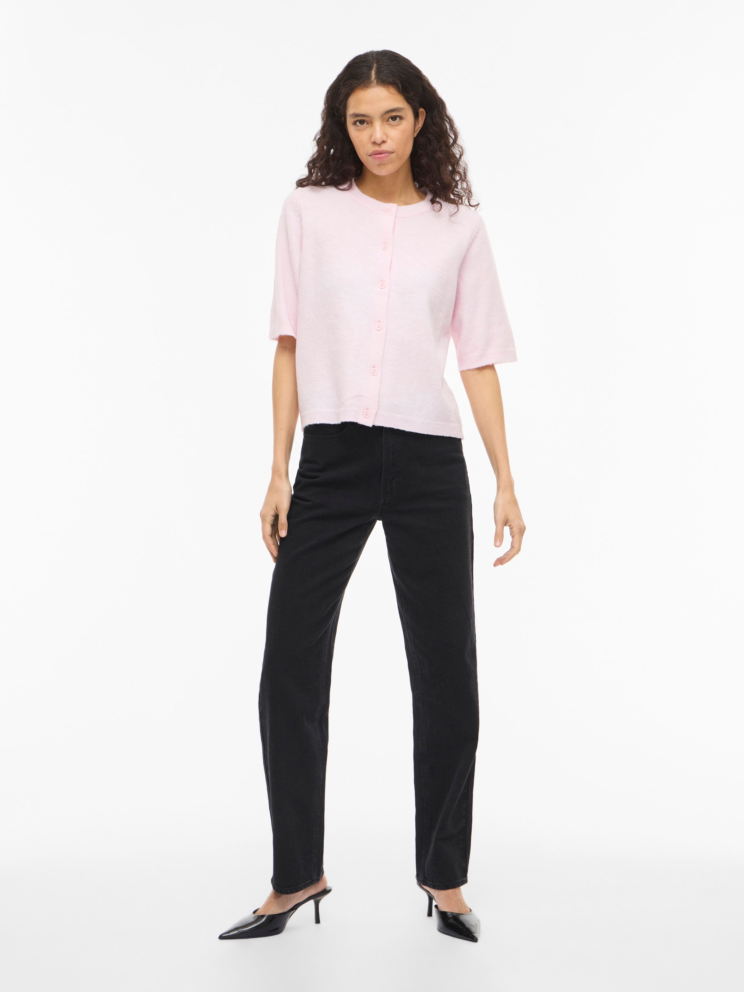 Vila Strickjacke »VILIGA 2/4 O-NECK KNIT CARDIGAN - NOOS« Materialmix, regular fit