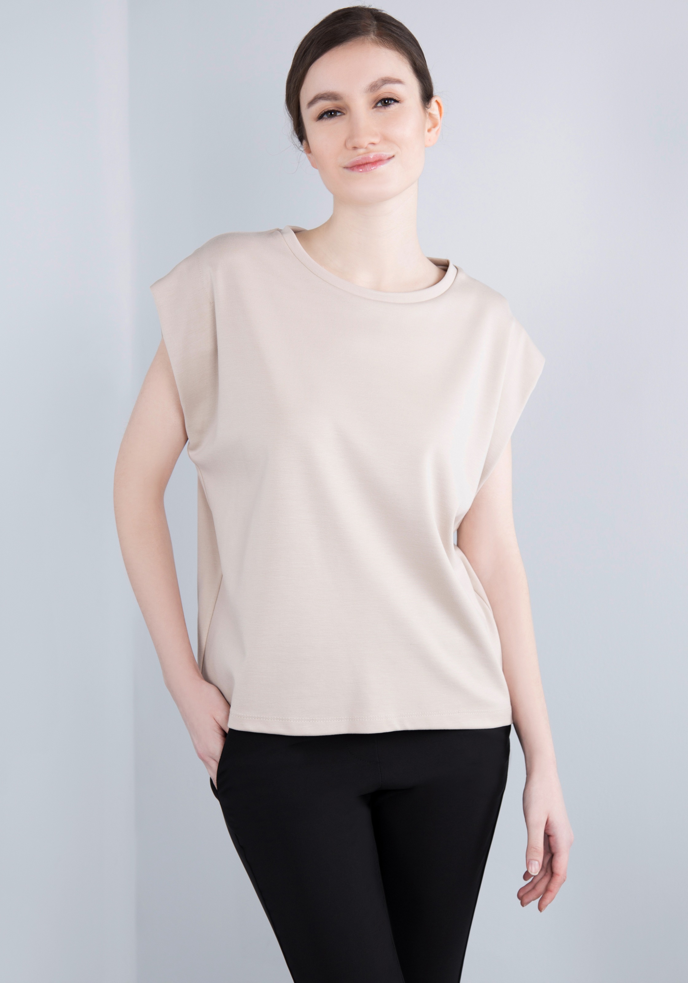 IMPERIAL T-Shirt »Ärmelloses "Punto Milano" Shirt mit eingeschlagen Armlochdetail«