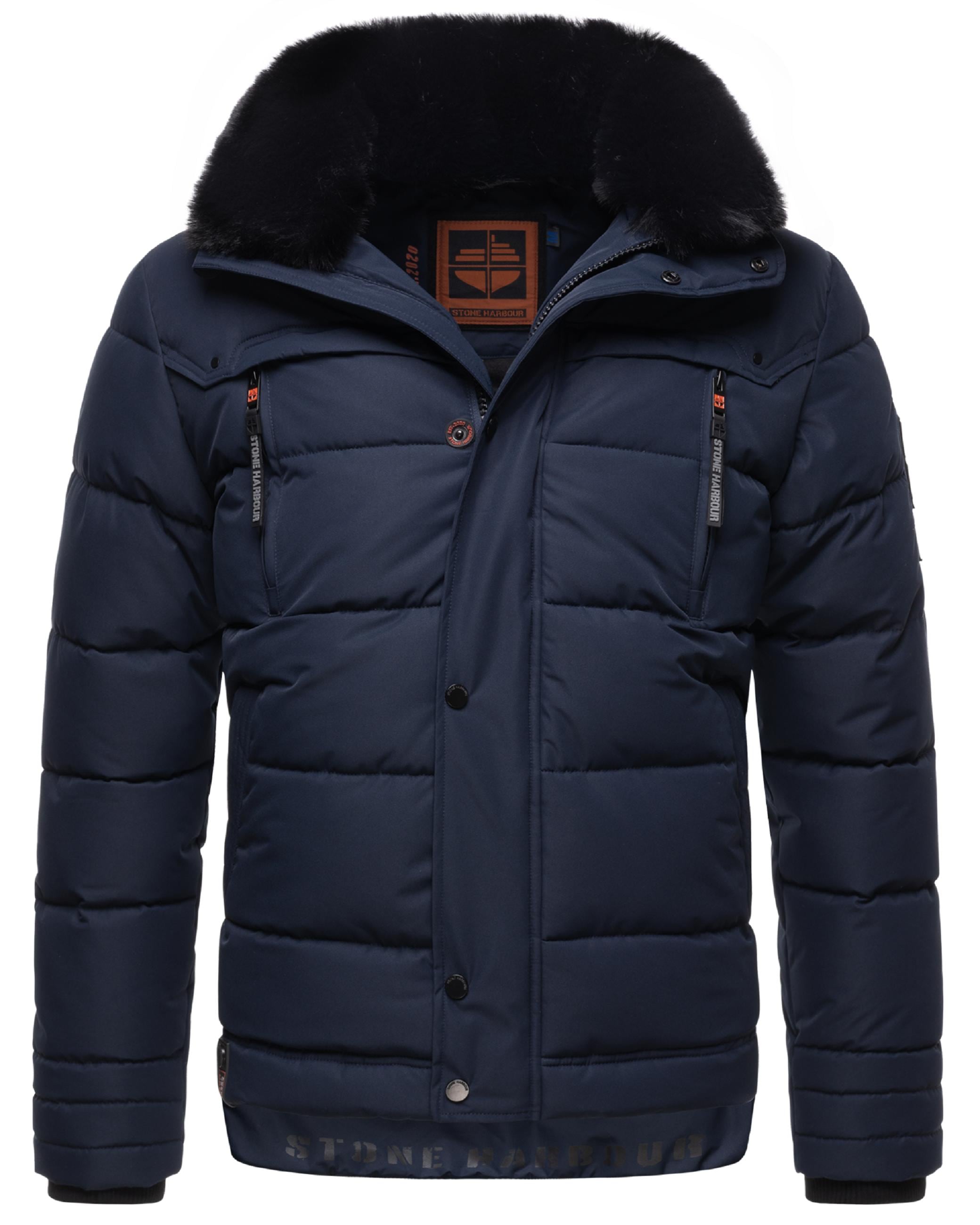 Herren Winterjacke Ohne Kapuze – Steppjacke, Dick Gefüttert, Mit Stehkragen, Warm & Weich