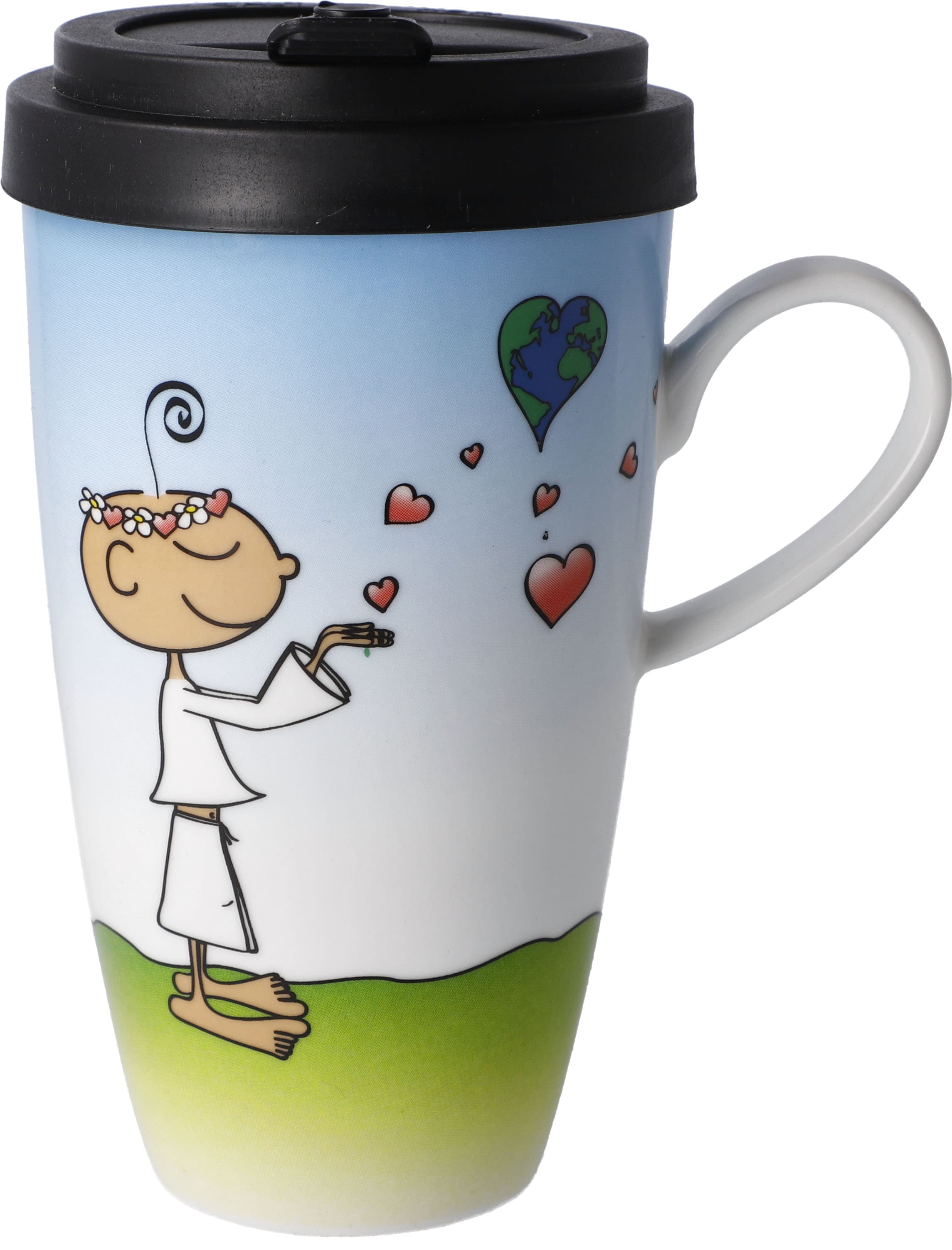 Goebel Coffee-to-go-Becher »Der kleine Yogi - "Life is beautiful"«, aus Porzellan mit abnehmbarem Deckel, 500 ml