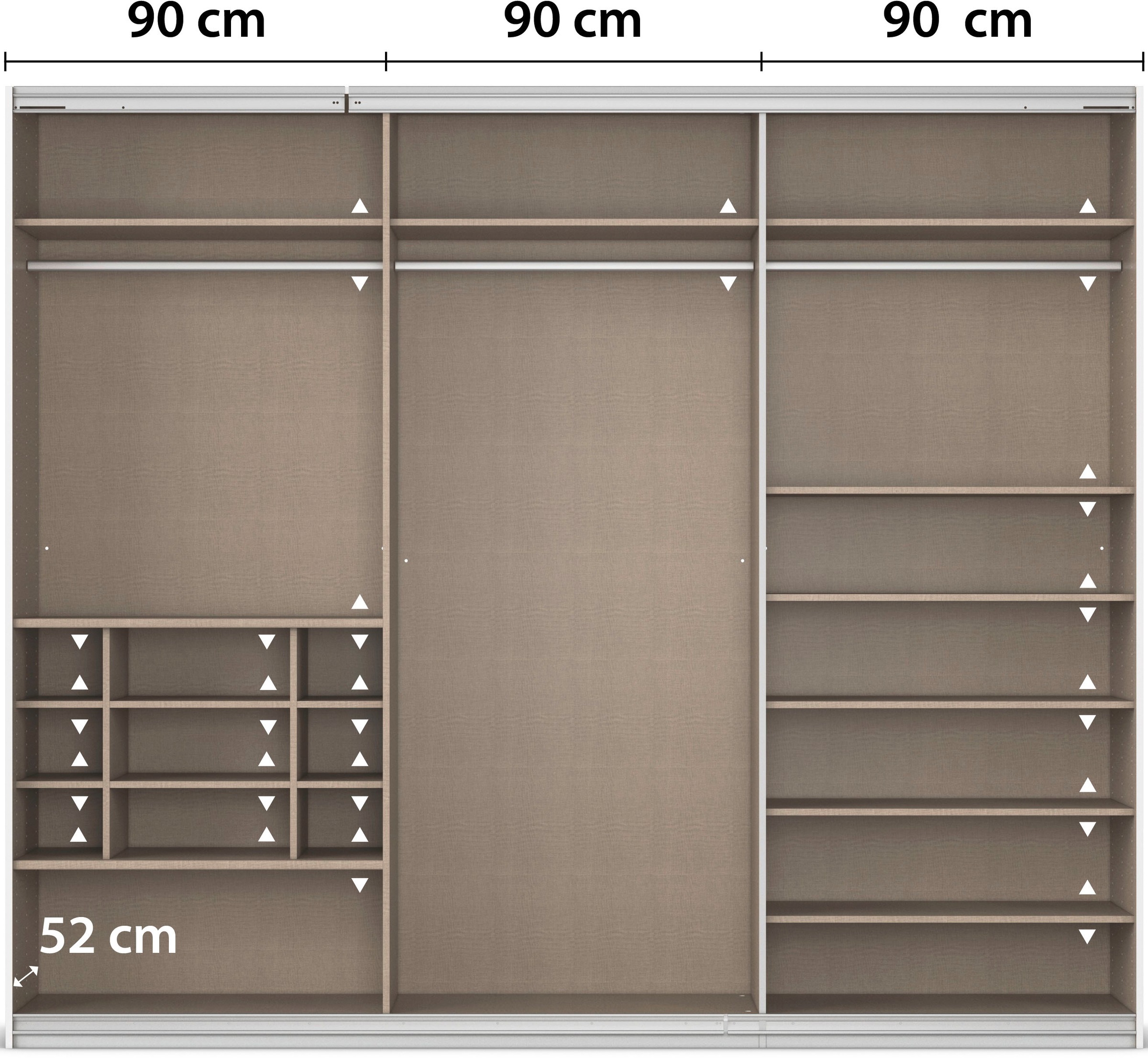 rauch Schwebetürenschrank »Kleiderschrank Schrank Garderobe Wäscheschrank TOMA mit Passepartout«, inkl. Regaleinsatz sowie zusätzlichen Einlegeböden MADE IN GERMANY
