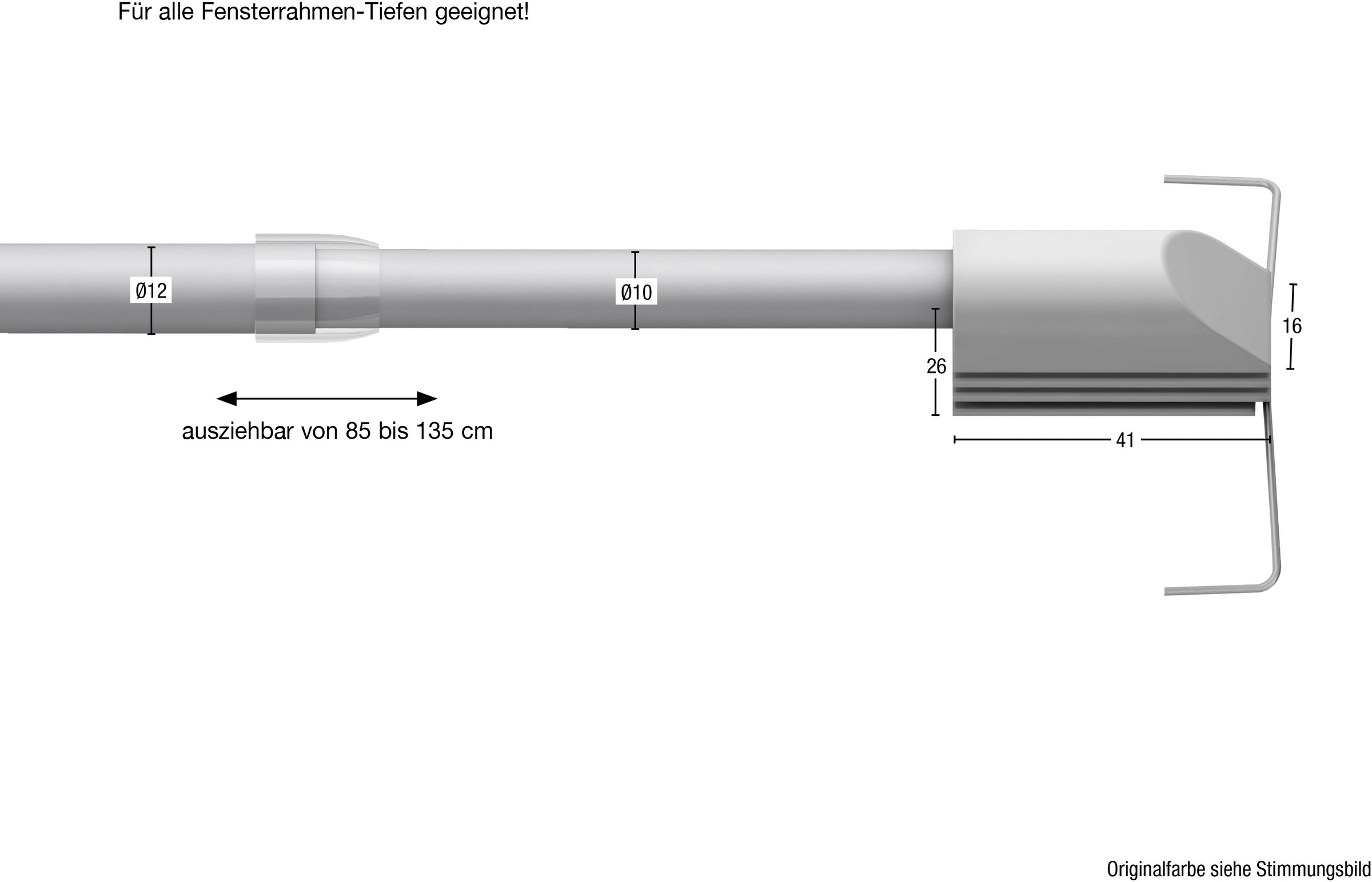 GARESA Scheibenstange »ø 12 mm"« Ø 12 mm ausziehbar Montage am Fensterrahmen, ausziehbar, Klemmfunktion, ohne Bohren