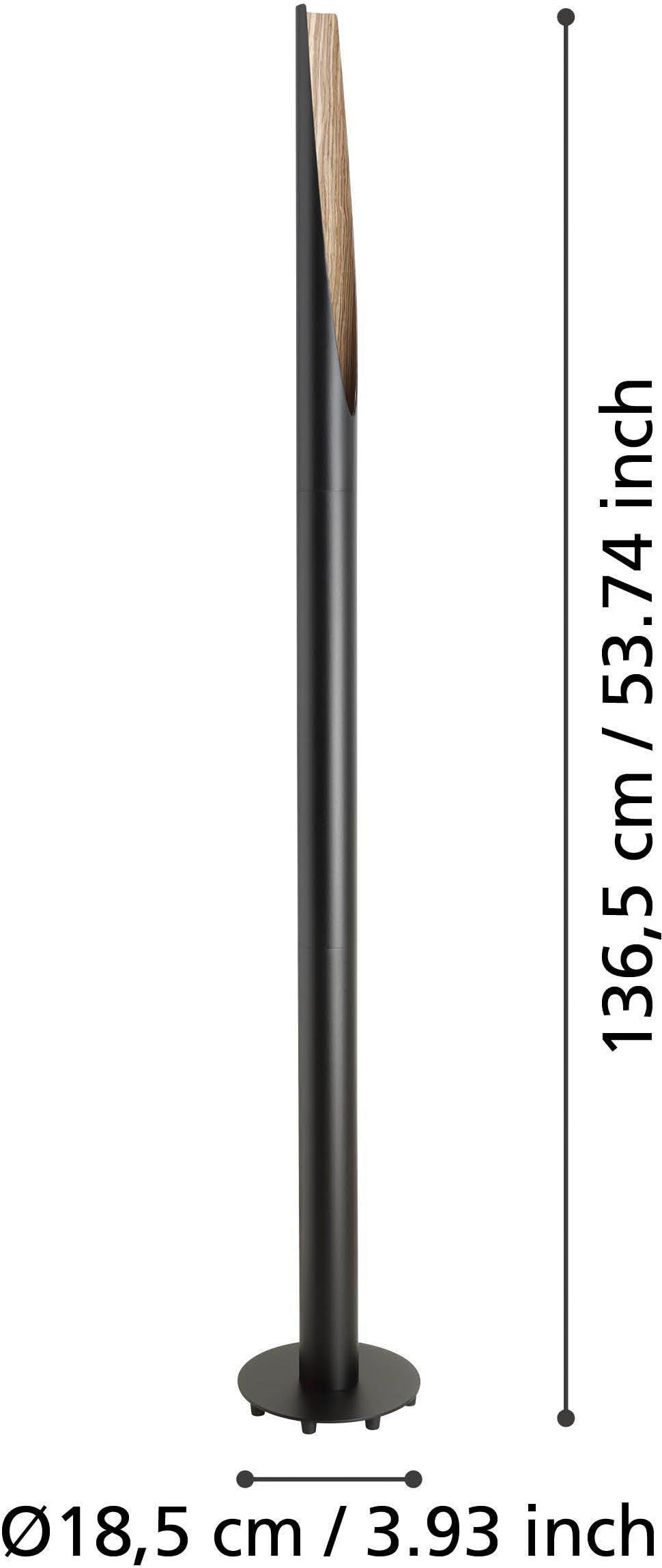 EGLO Stehlampe »Barbotto Stehlampe, Stahl und Holz, Wohnzimmerlampe, Standleuchte« GU10 1 Stk. Stehleuchte - H136,5 x Ø6 cm - schwarz, braun - 1X4,5W inkl.