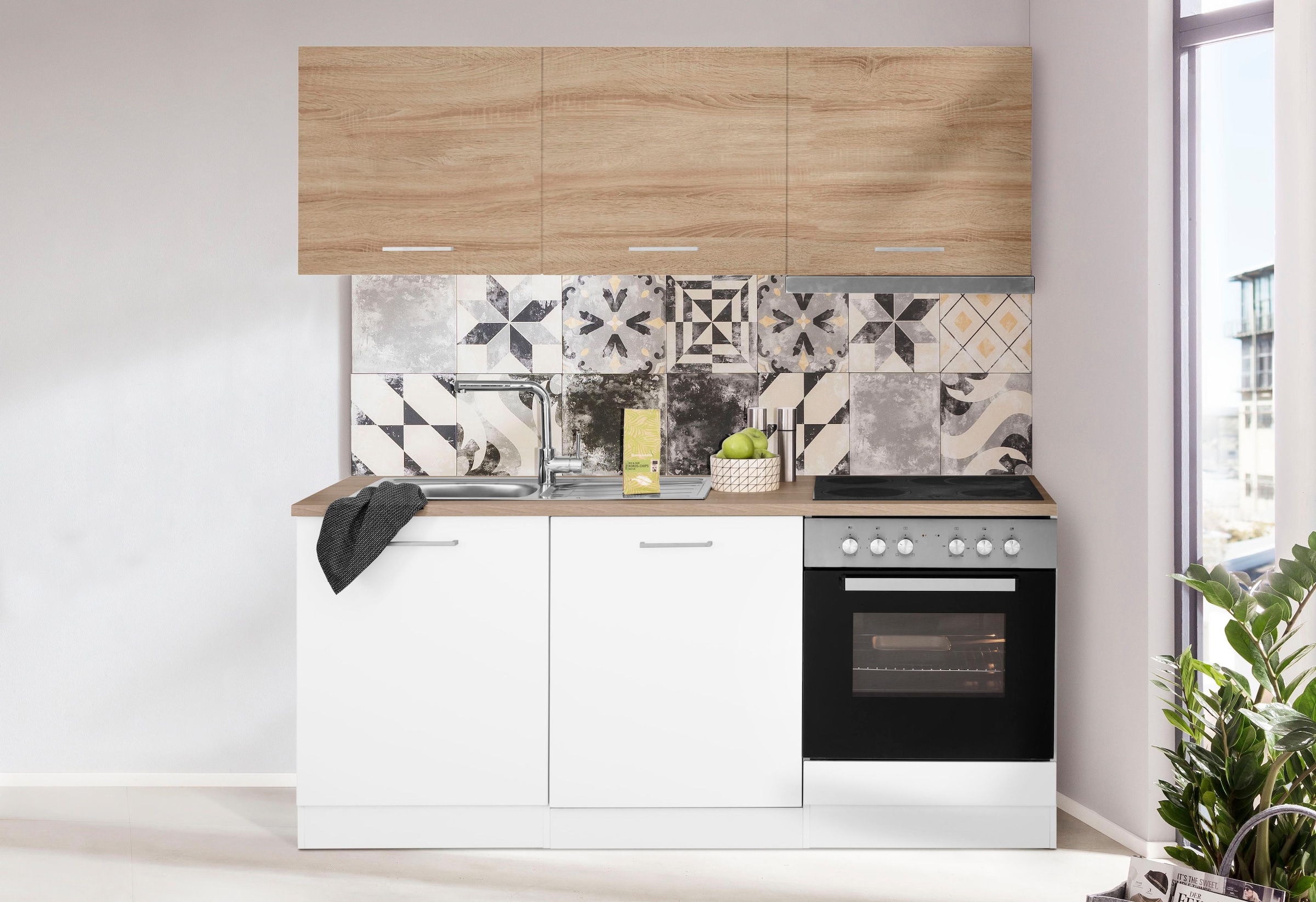KOCHSTATION Küchenzeile »KS-Visby«, mit E-Geräten, Breite 180 cm, inkl. Geschirrspülmaschine