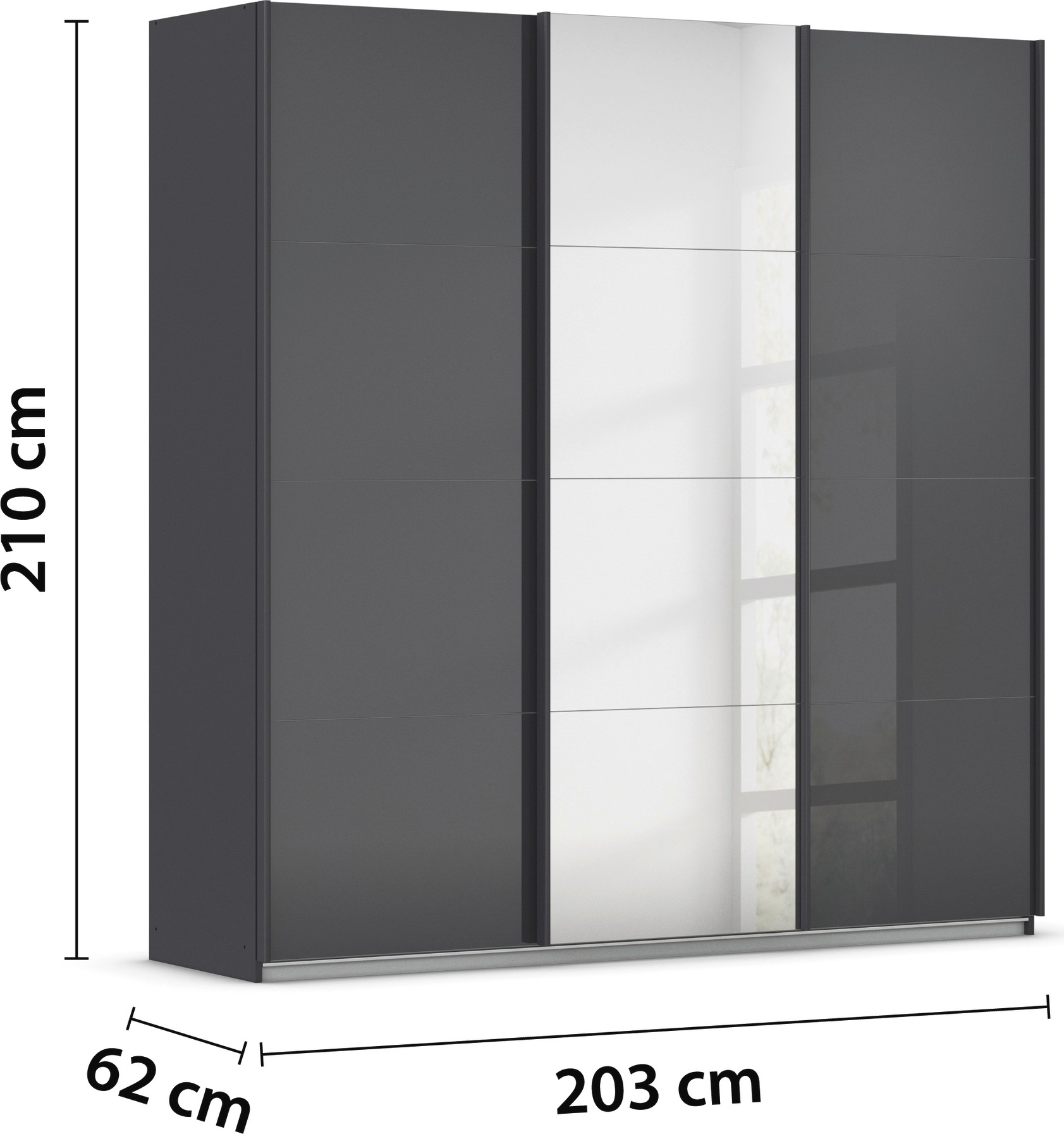 rauch Schwebetürenschrank »Kleiderschrank Kleiderschränke Schrank Garderobe AGORDO mit Glasfront« durchdachte Innenausstattung, in 4 Breiten und 2 Höhen MADE IN GERMANY
