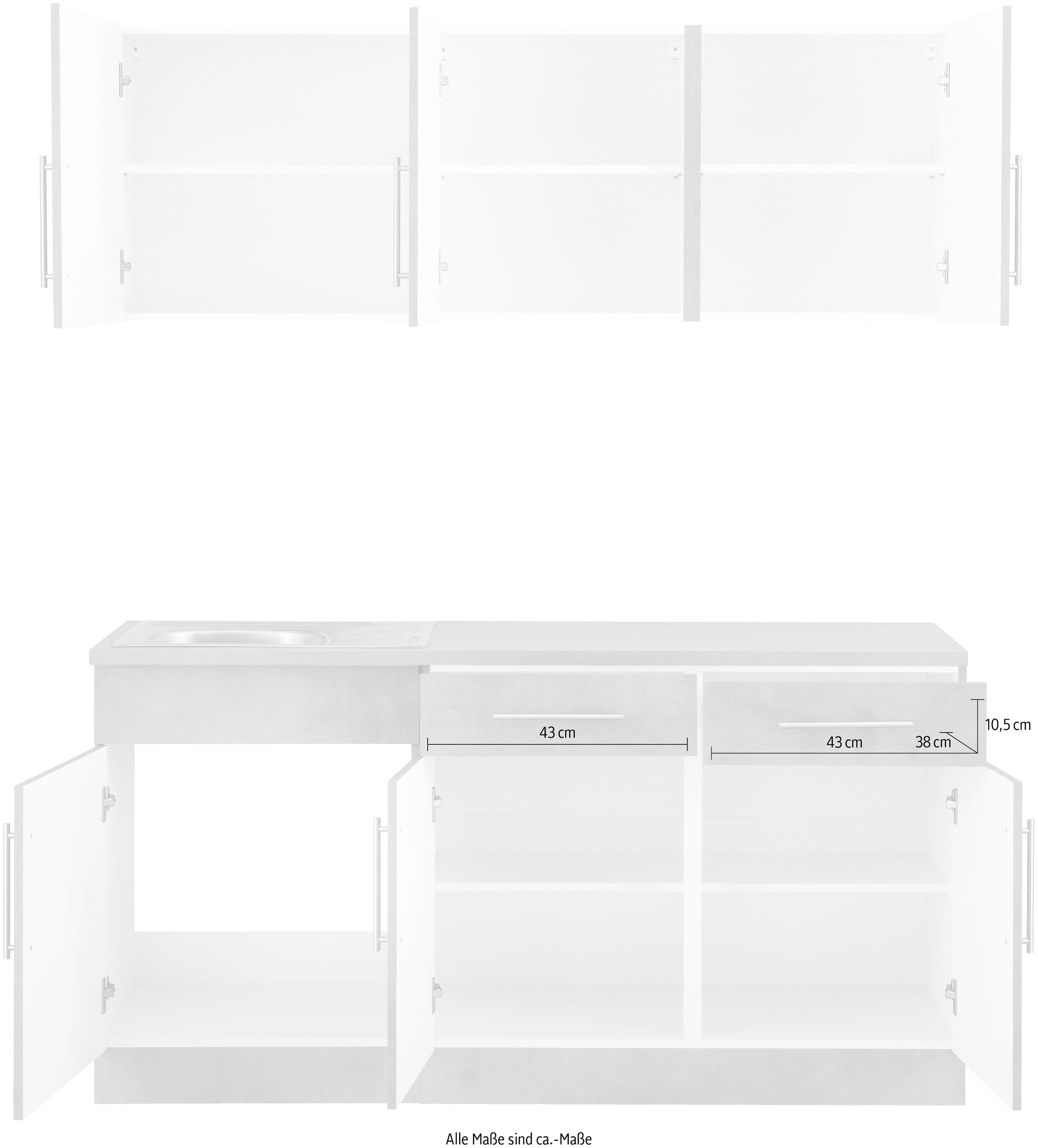 wiho Küchen Pantryküche »Cali«, ohne E-Geräte, Breite 160 cm