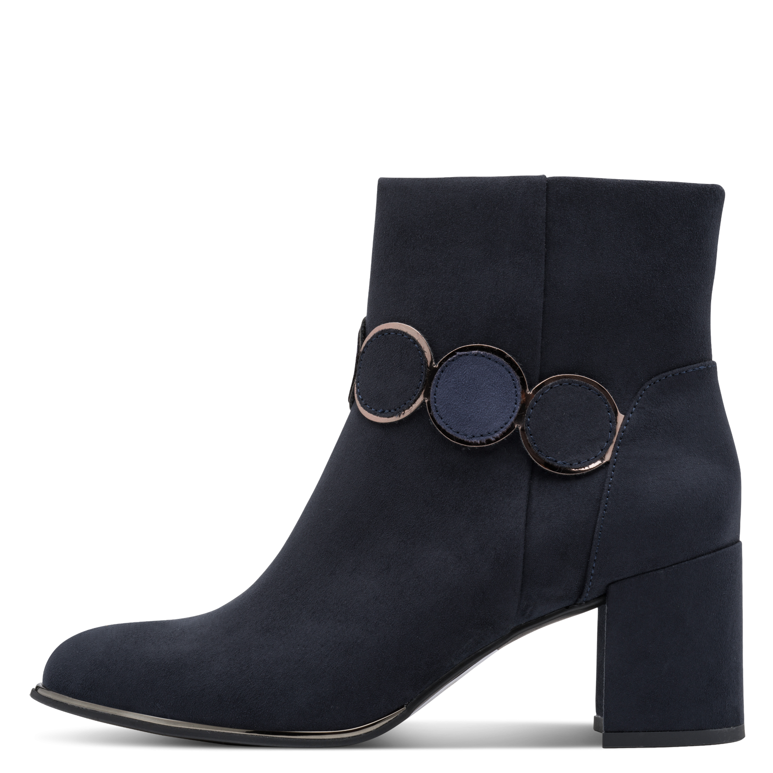 MARCO TOZZI Stiefelette  Blockabsatz, Ankle Boots, mit eleganter Zierkette und Kontrastbesätzen