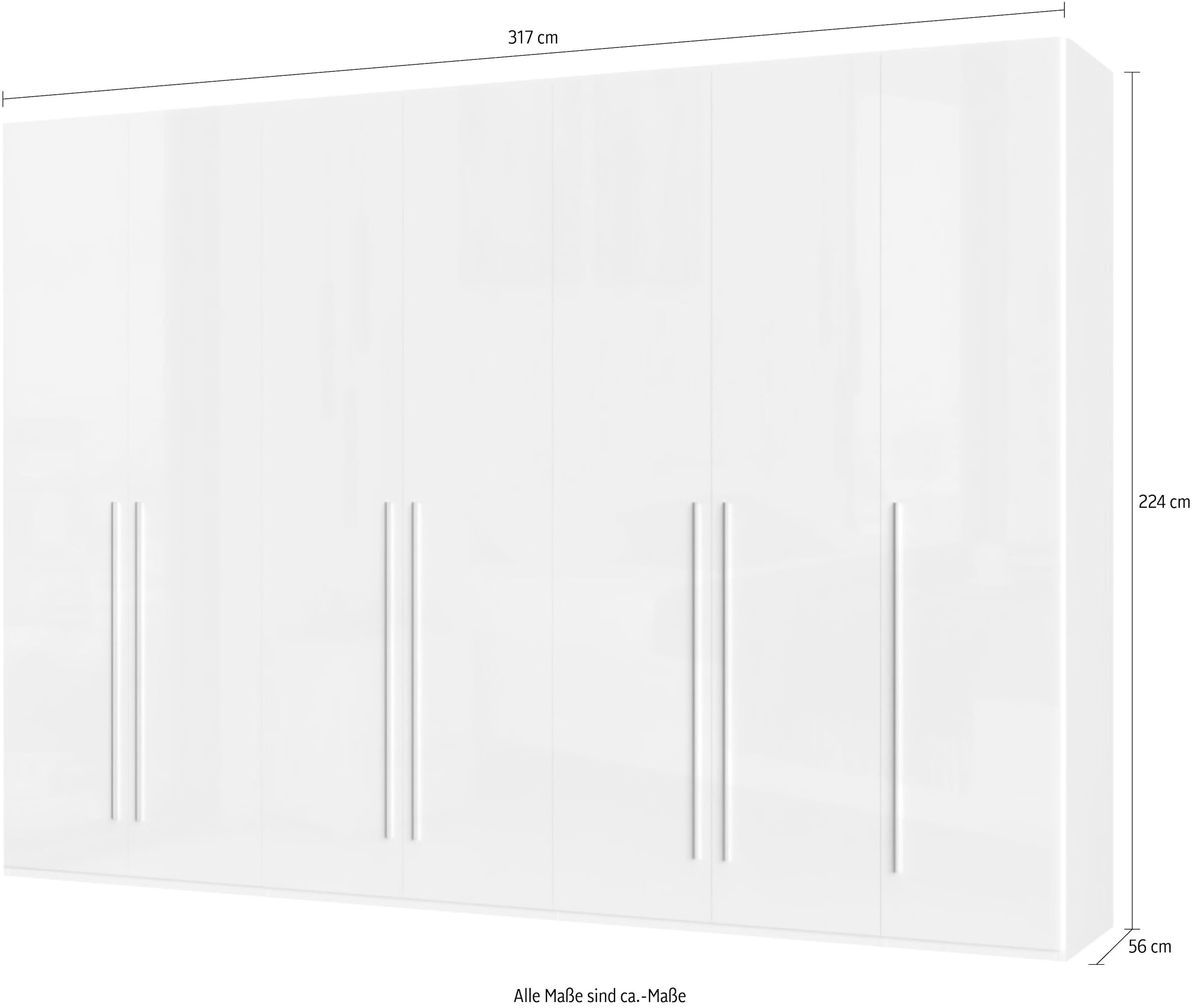 Places of Style Kleiderschrank »Piano, UV lackiert, hochglänzend in beige oder weiß, FSC-zertifiziert«, (Made in Europe), in vielen Breiten, Höhe 224cm, mit Soft-Close Funktion