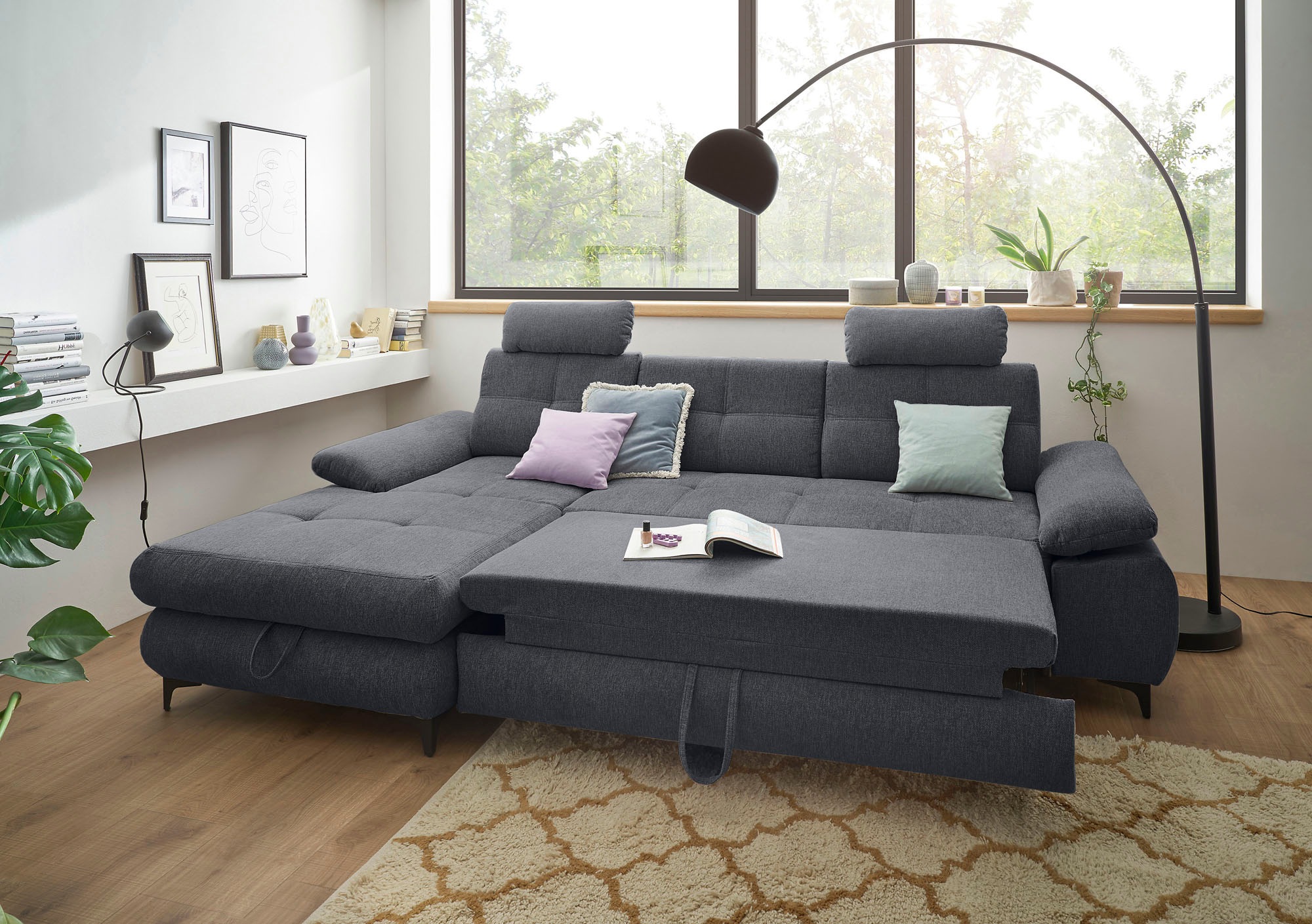 ED EXCITING DESIGN Ecksofa »Altona L-Form«, (2 St.), mit Bettfunktion, Bettkasten, Armteilverstellung & Kopfstützen
