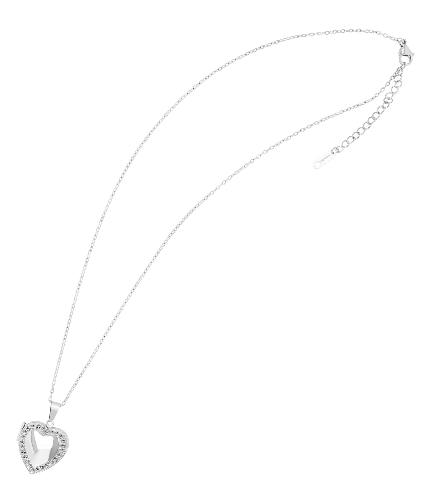Adelia´s Gliederkette »Damen Halskette ¿ Medaillon aus Edelstahl mit Strass Steinchen 45+5«