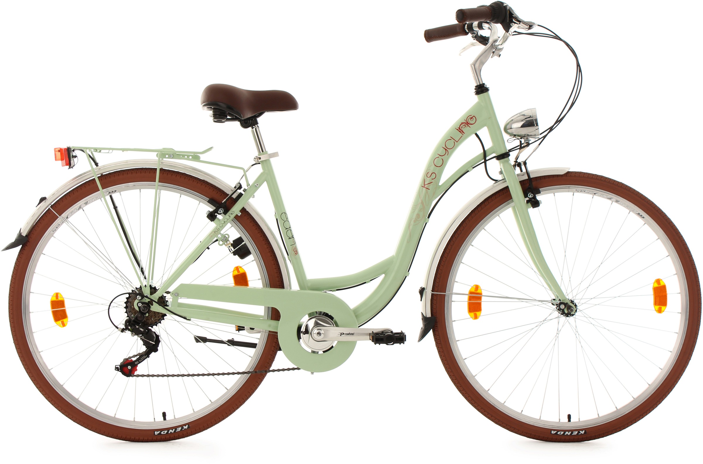 Ks Cycling Cityrad »Eden« 6 Gang Shimano Tourney RD-TZ 50 Schaltwerk Kettenschaltung für Damen und Herren in grün, Größe 28 Zoll (71,12 cm)