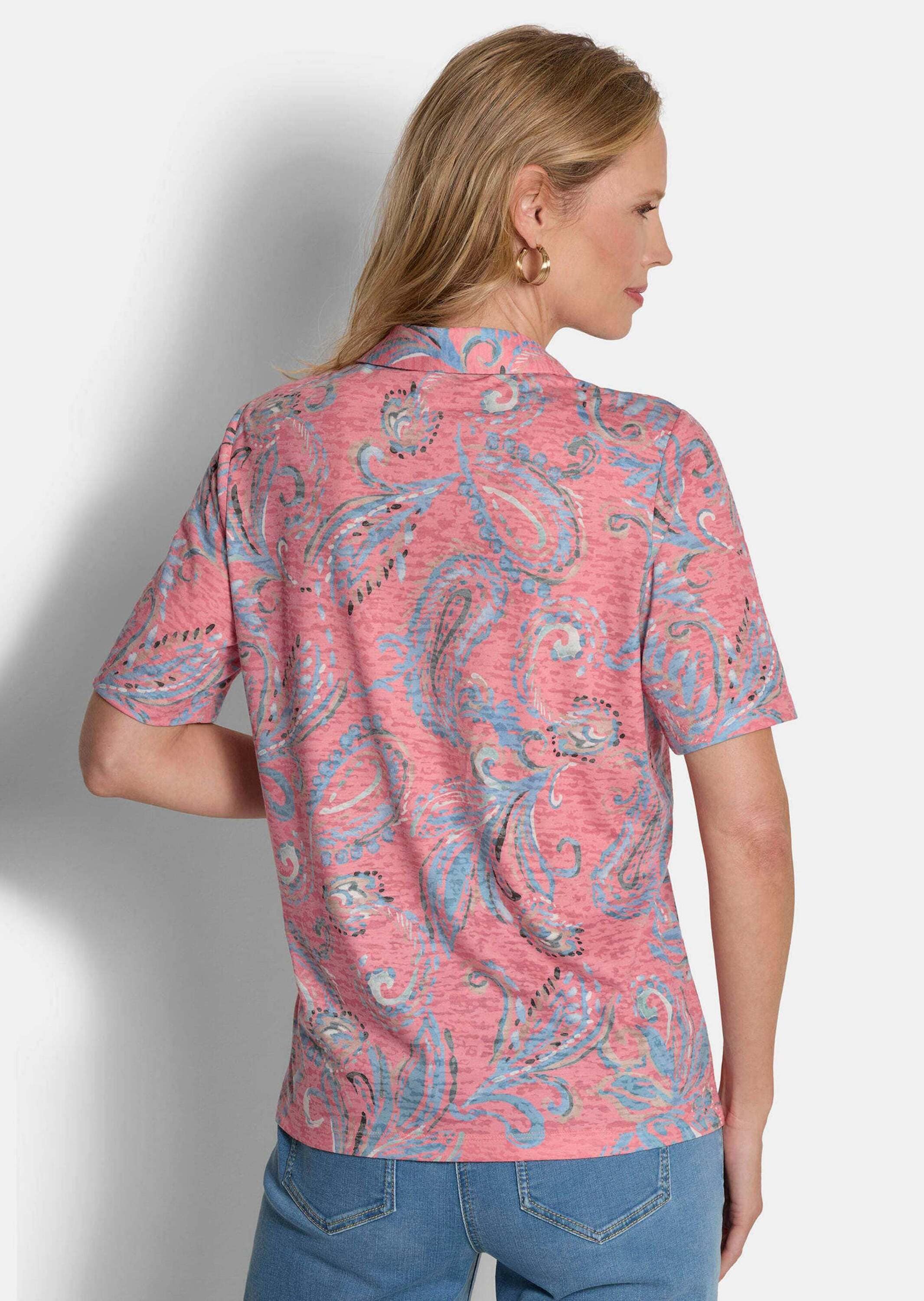 GOLDNER Print-Shirt »Kurzgröße Blusenshirt mit Paisley-Muster« stretchbequemer Jersey