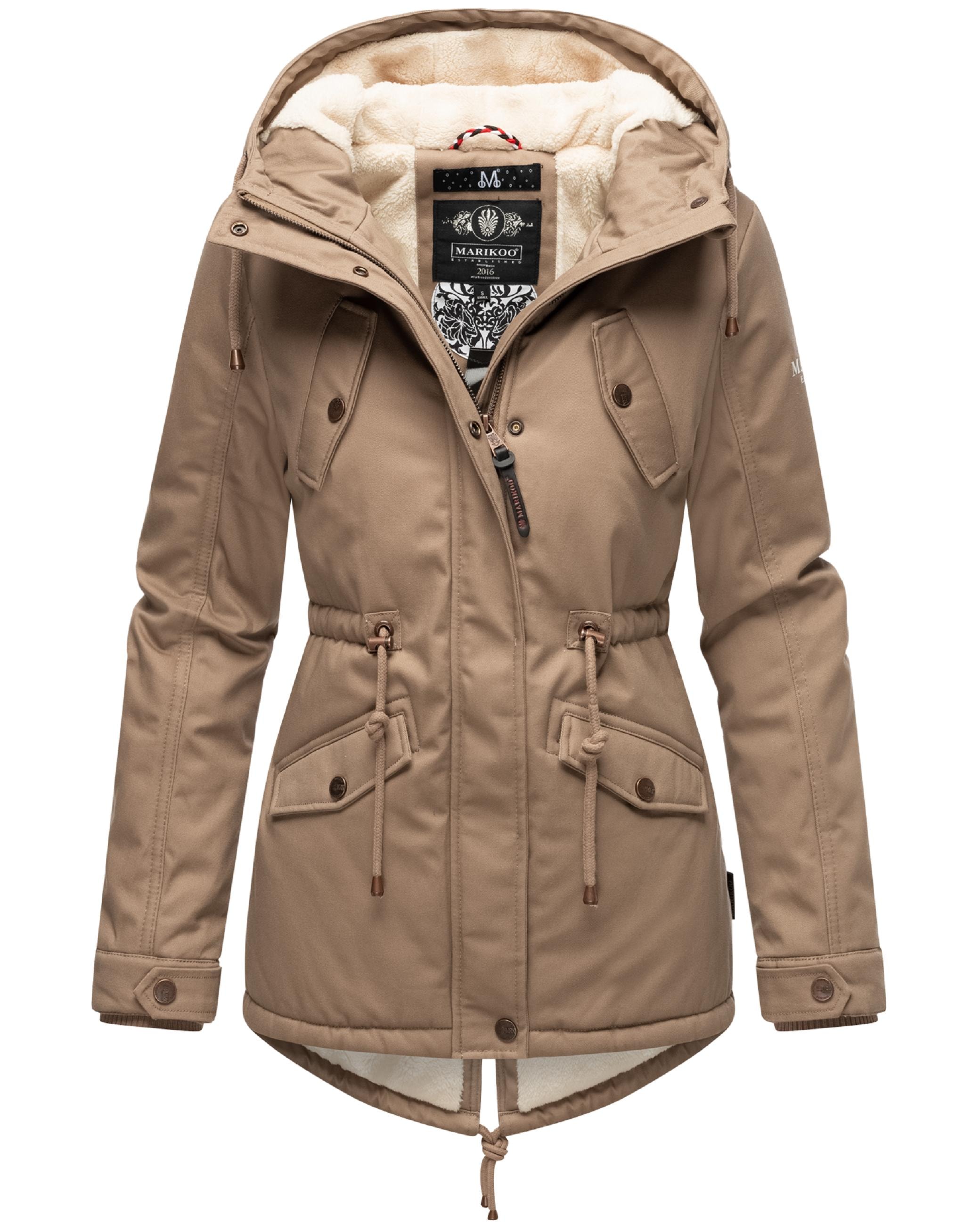 Marikoo Winterjacke »Winterjacke Manolya«, mit Kapuze, stylischer Kurzmantel mit weichem Teddyfell-Futter