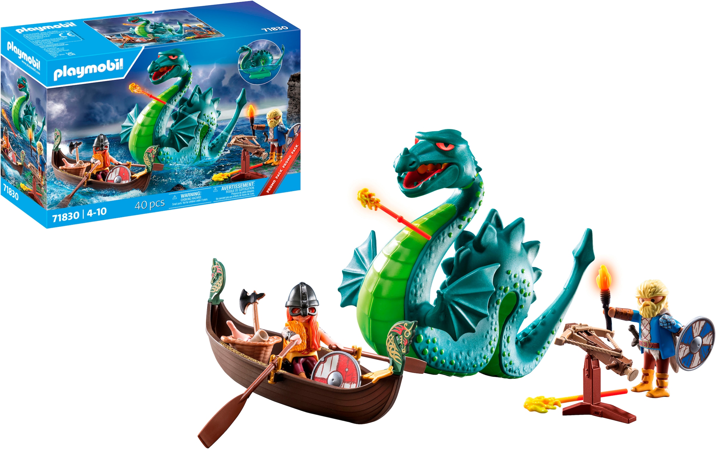 Playmobil® Konstruktions-Spielset »Wikinger mit Seeungeheuer (71830), Playmobil History« Made in Europe