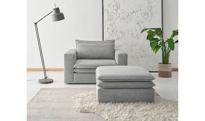 Polstersessel »PIAGGE«, (2 tlg.), Hochwertiger Cord, Loveseat und Loveseat-Hocker im Set