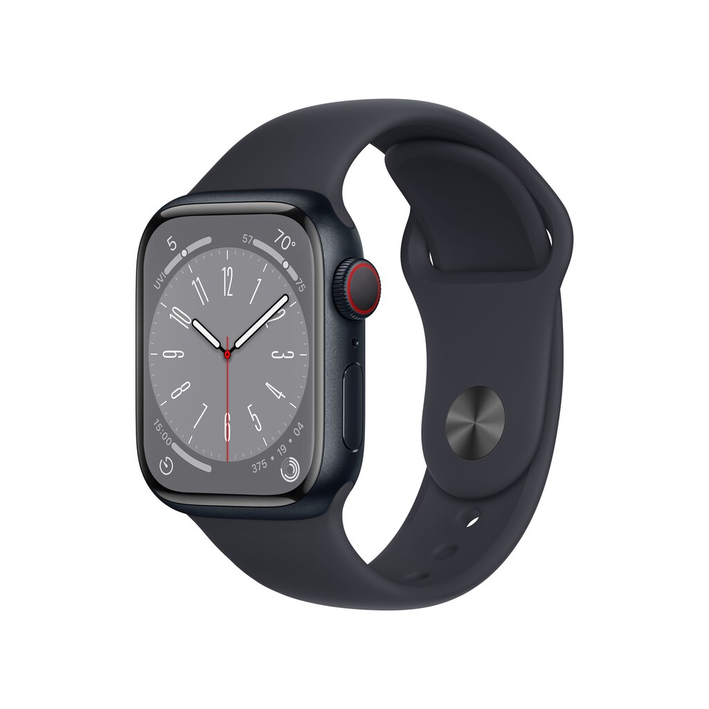 Apple Smartwatch »Series 8, GPS + Cellular, Aluminium-Gehäuse, 41 mm mit Sportarmband«, (Watch OS)