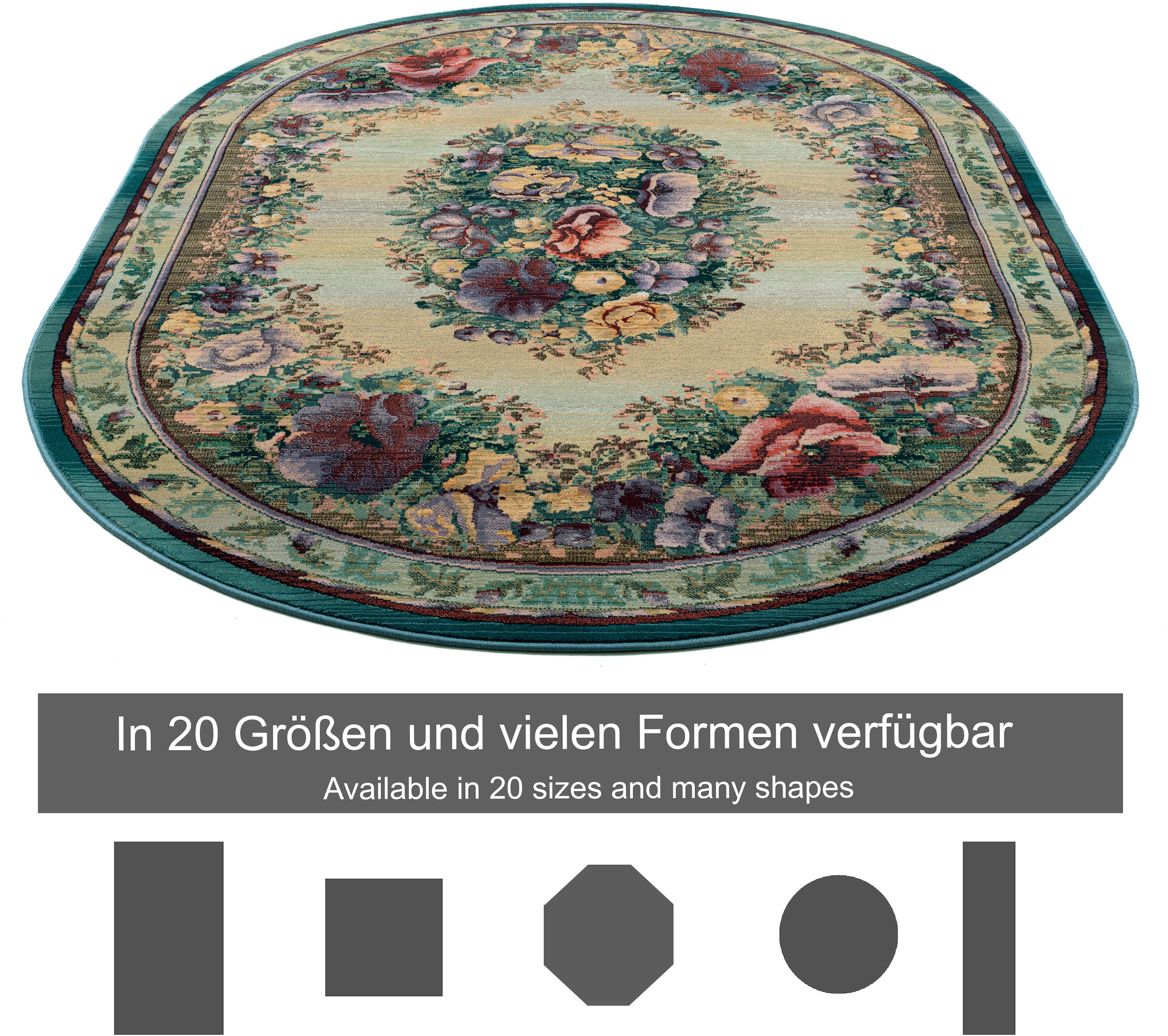 THEKO Teppich »Gabiro 72«, oval, 10 mm Höhe, Orient-Optik, Vintage Design, ideal im Wohnzimmer & Schlafzimmer