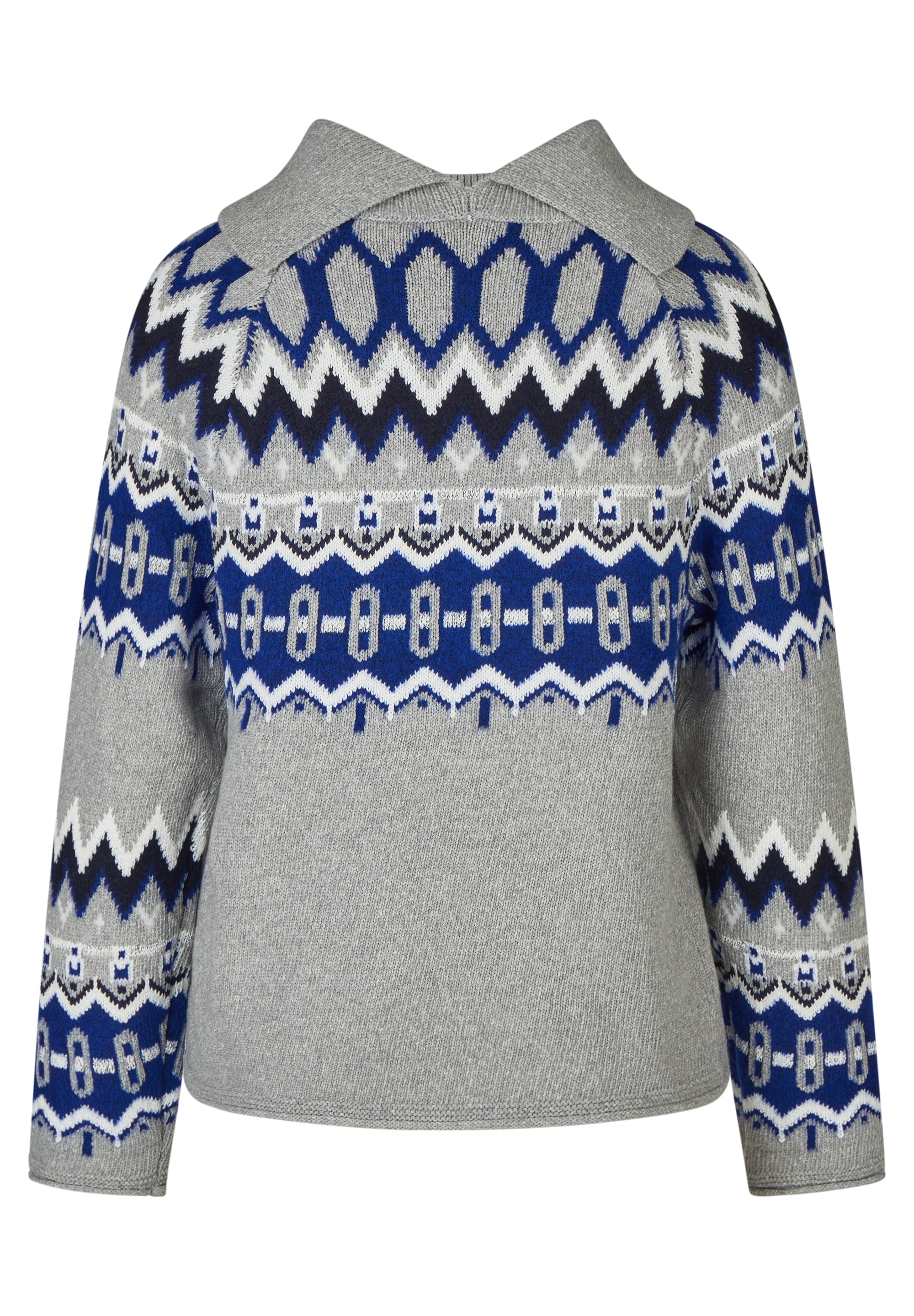 Rabe Strickpullover mit Norweger-Muster und Umlegekragen