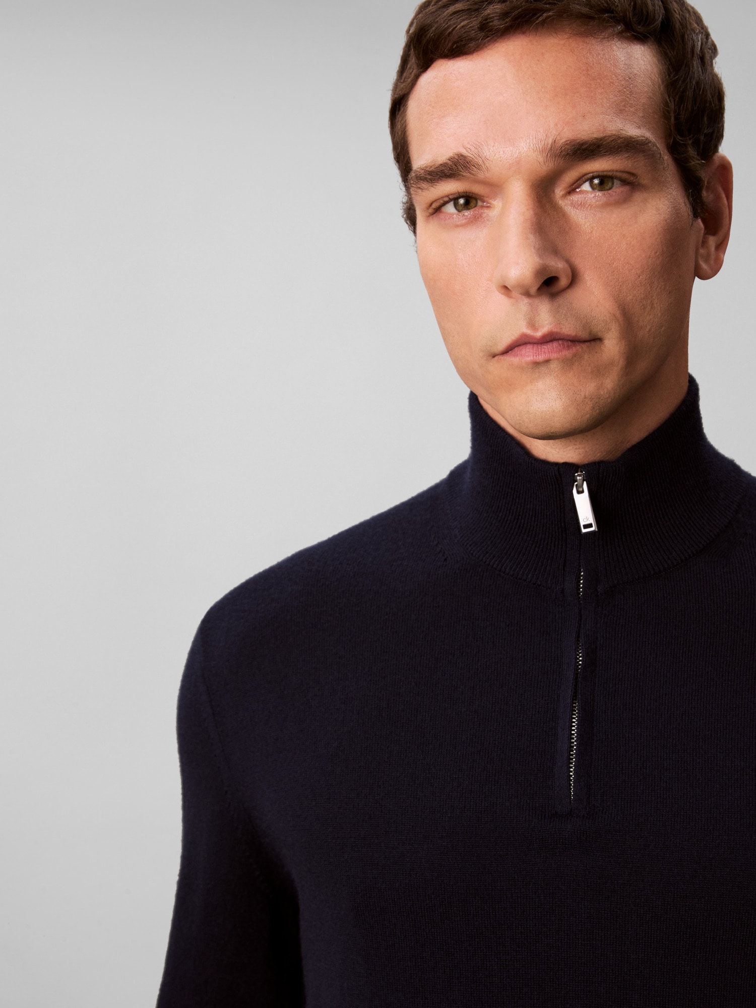 Calvin Klein Stehkragenpullover »LS 100% MERINO QZ 14GG«, Mit Rundhalsausschnitt, regular fit