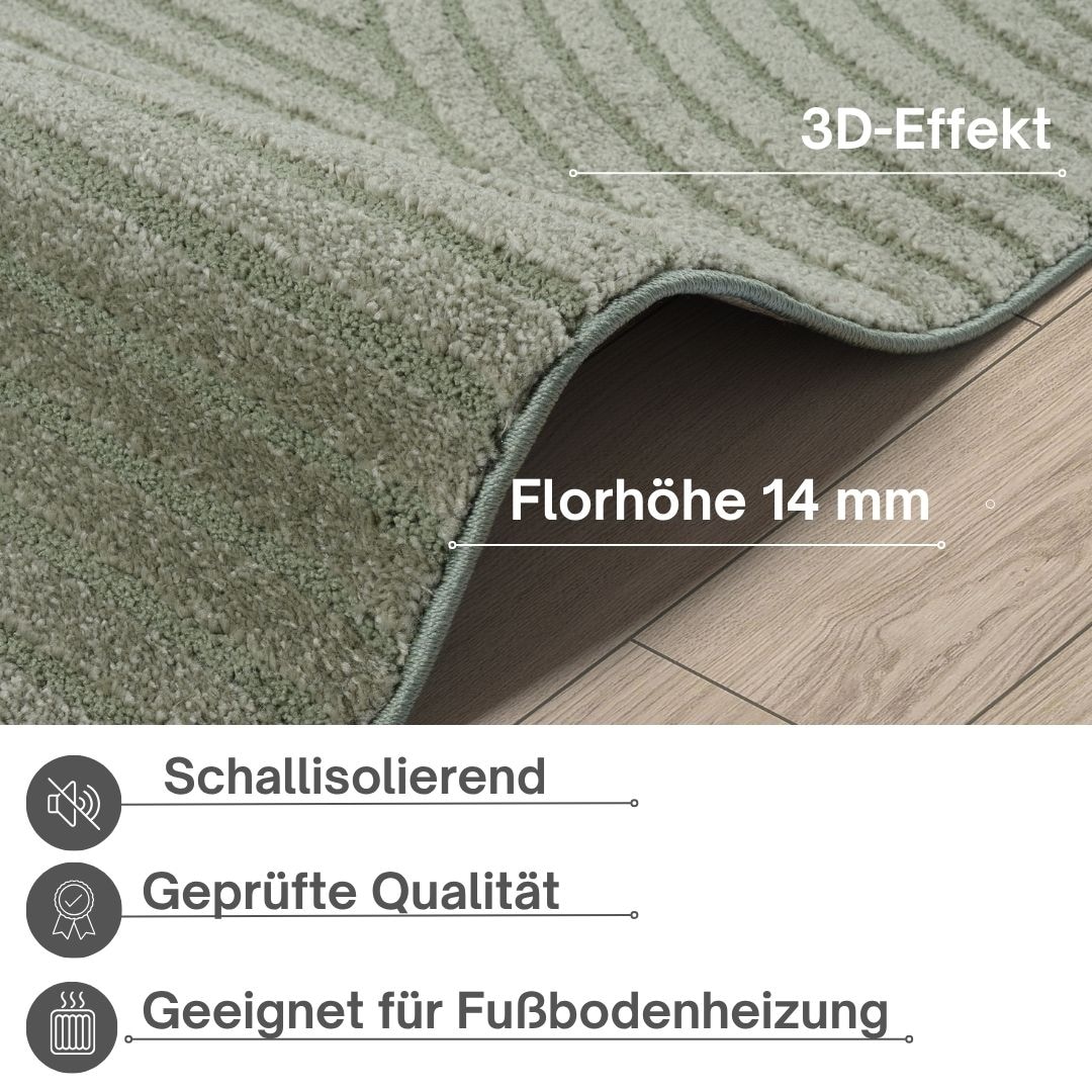 OTTO home Designteppich »Eliaan 3D Optik/Hoch-Tief Effekt« rechteckig 14 mm Höhe hohe Flordichte und angenehm weich, Teppich Wohnzimmer Boho Design