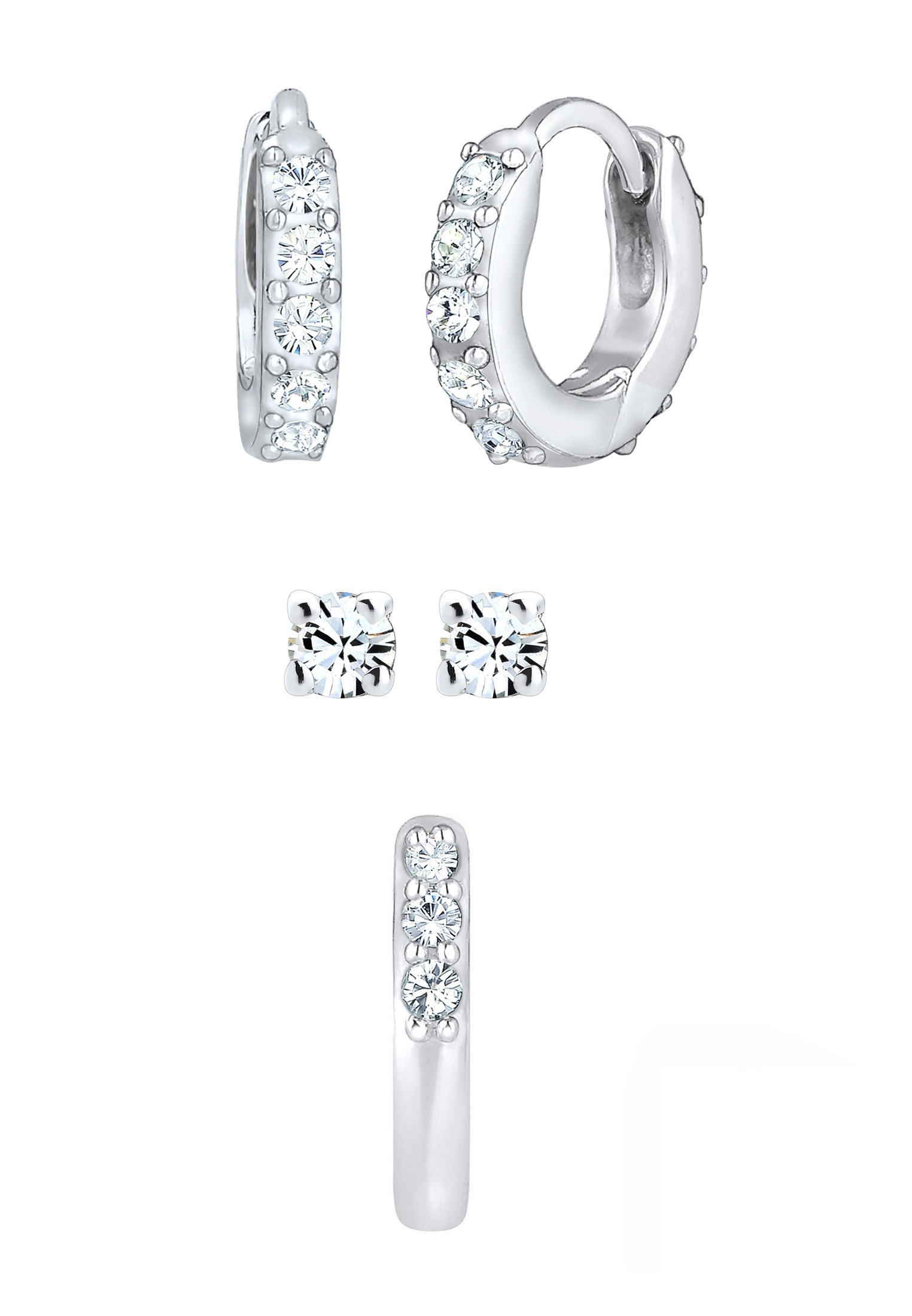 Elli Ohrstecker-Set »Ohrringe 3er Set 925 Silber, mit Kristallen von Swarovski®«