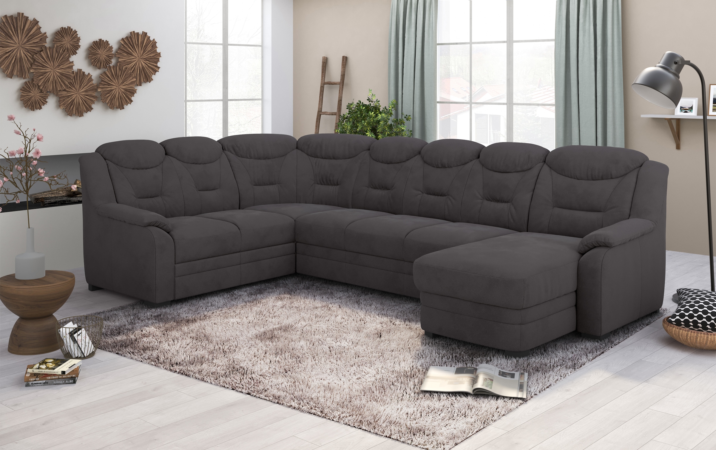 COTTA Wohnlandschaft »Marcus U-Form«, Bequeme Wohnlandschaft in klassischem Design mit hoher Rückenlehne
