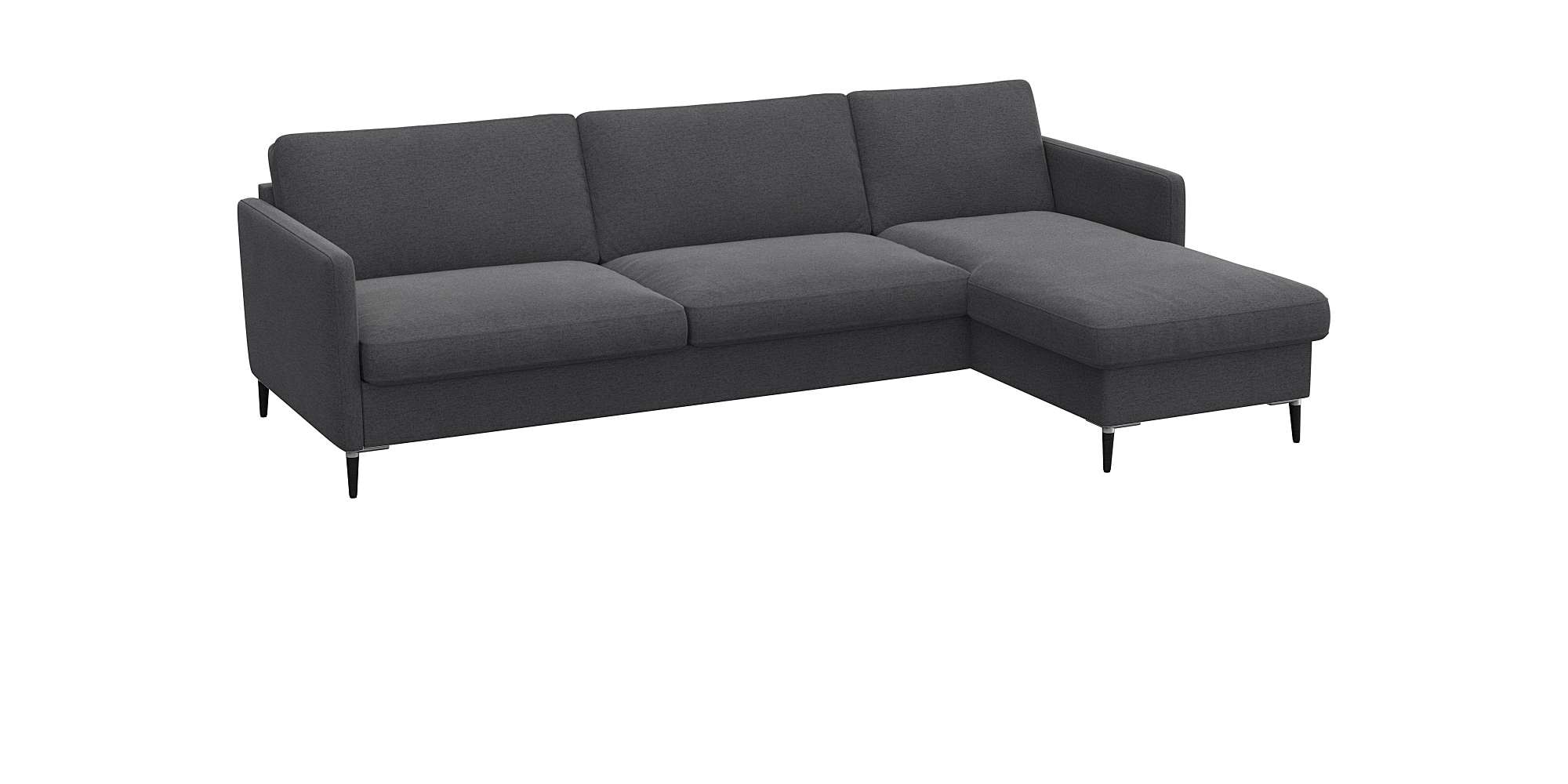 FLEXLUX Ecksofa »Fiore, super Sitzkomfort durch Kaltschaum im Sitz, L-Form« schmale Armlehnen, Füße Alu+schwarz